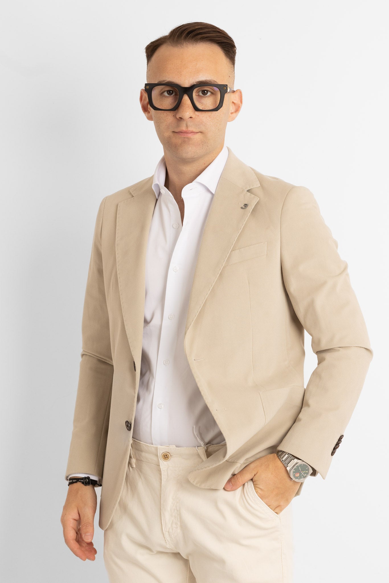 Giacca Operata in Velluto Extra Fine | Panna