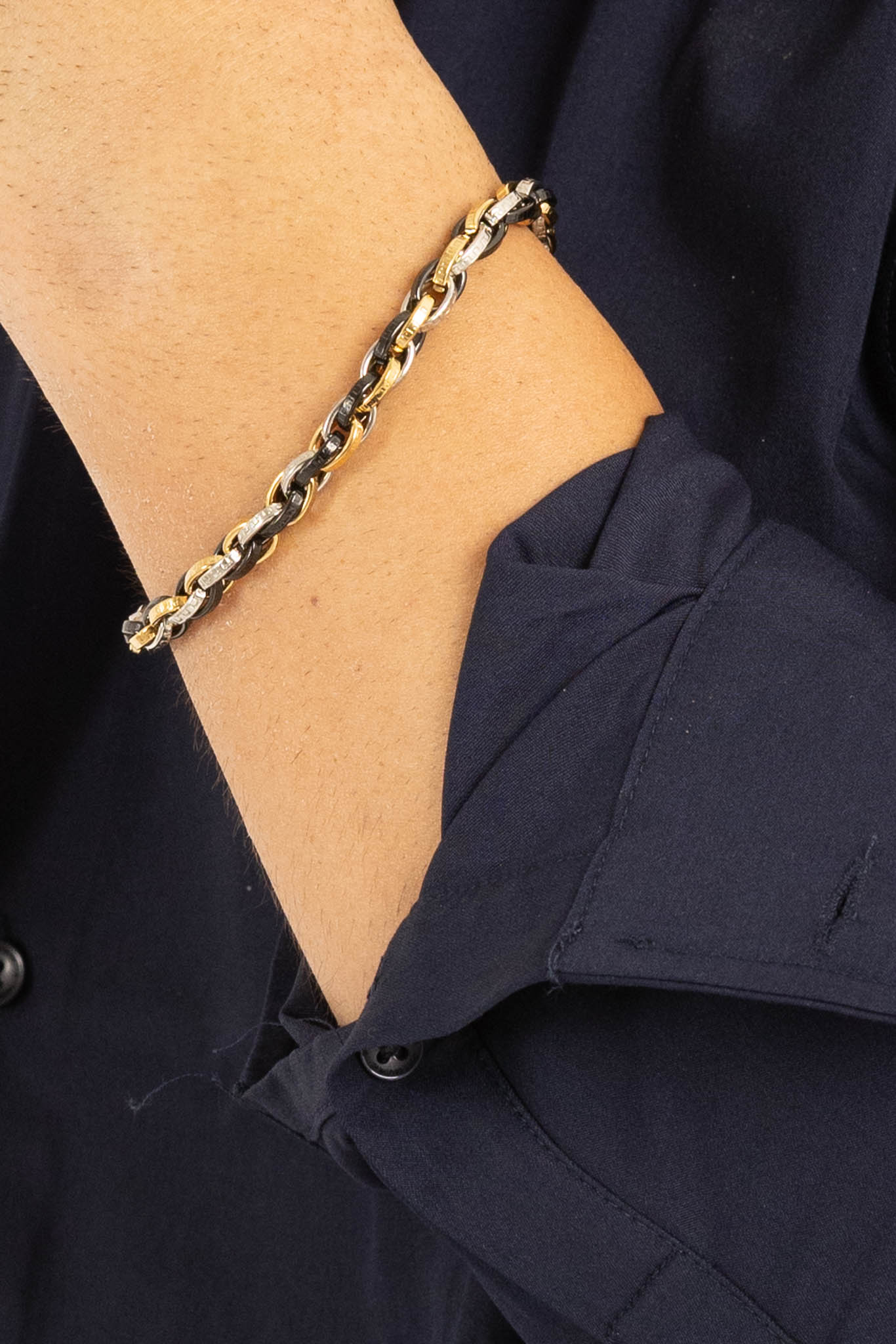 Bracciale Treccia | Nero e Oro