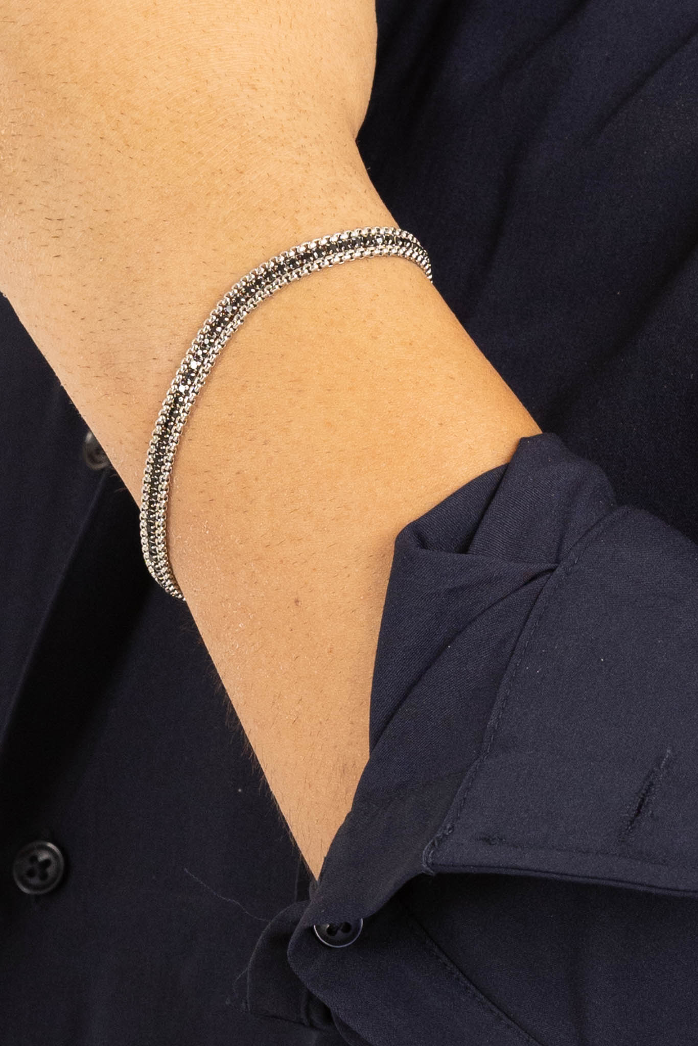 Bracciale Tennis Mixed | Nero Argento