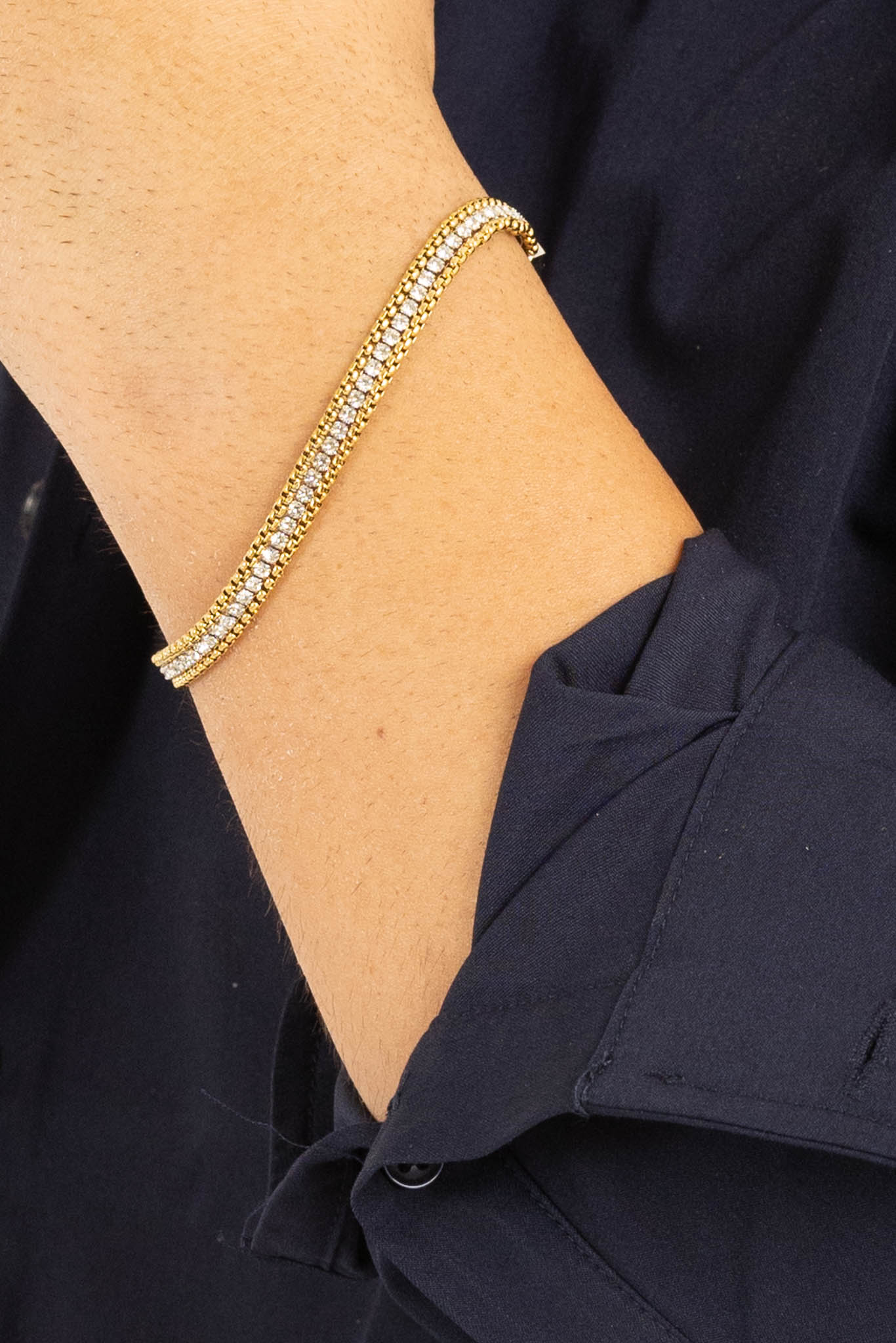 Bracciale Tennis Mixed | Bianco Oro