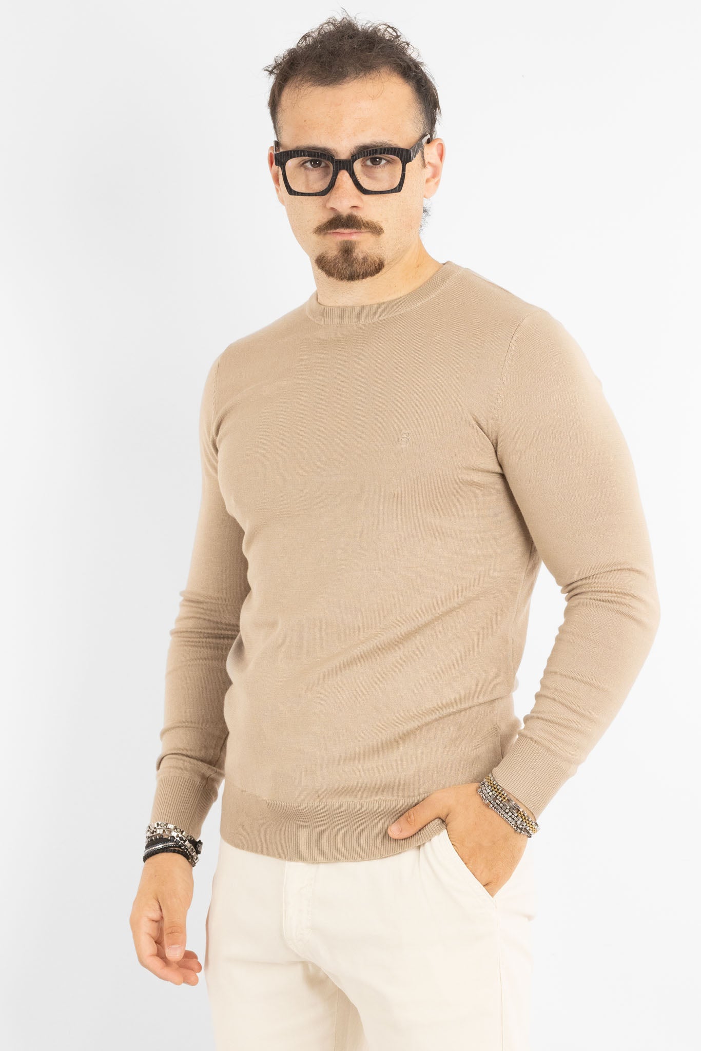 Pullover Girocollo Basic Slim | 2 per €40 | Beige