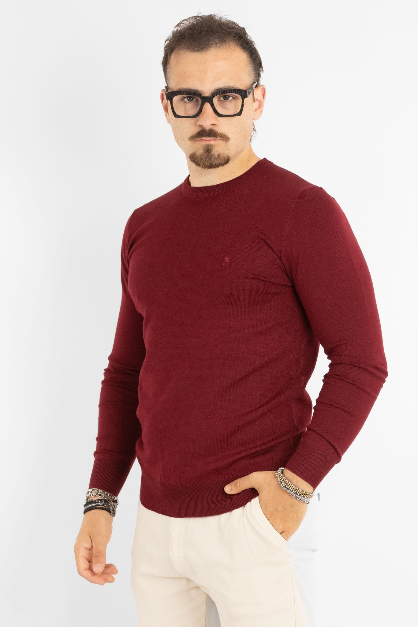 Pullover Girocollo Basic Slim | 2 per €40 | Bordeaux