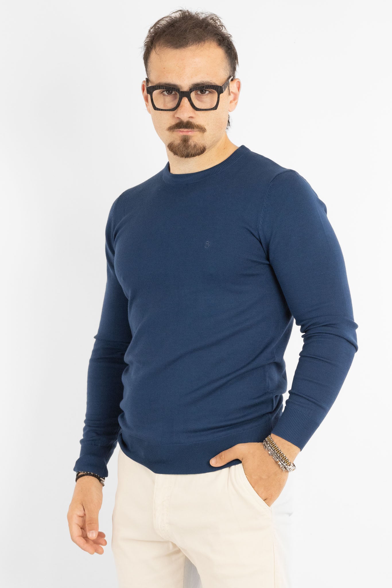 Pullover Girocollo Basic Slim | 2 per €40 | Denim