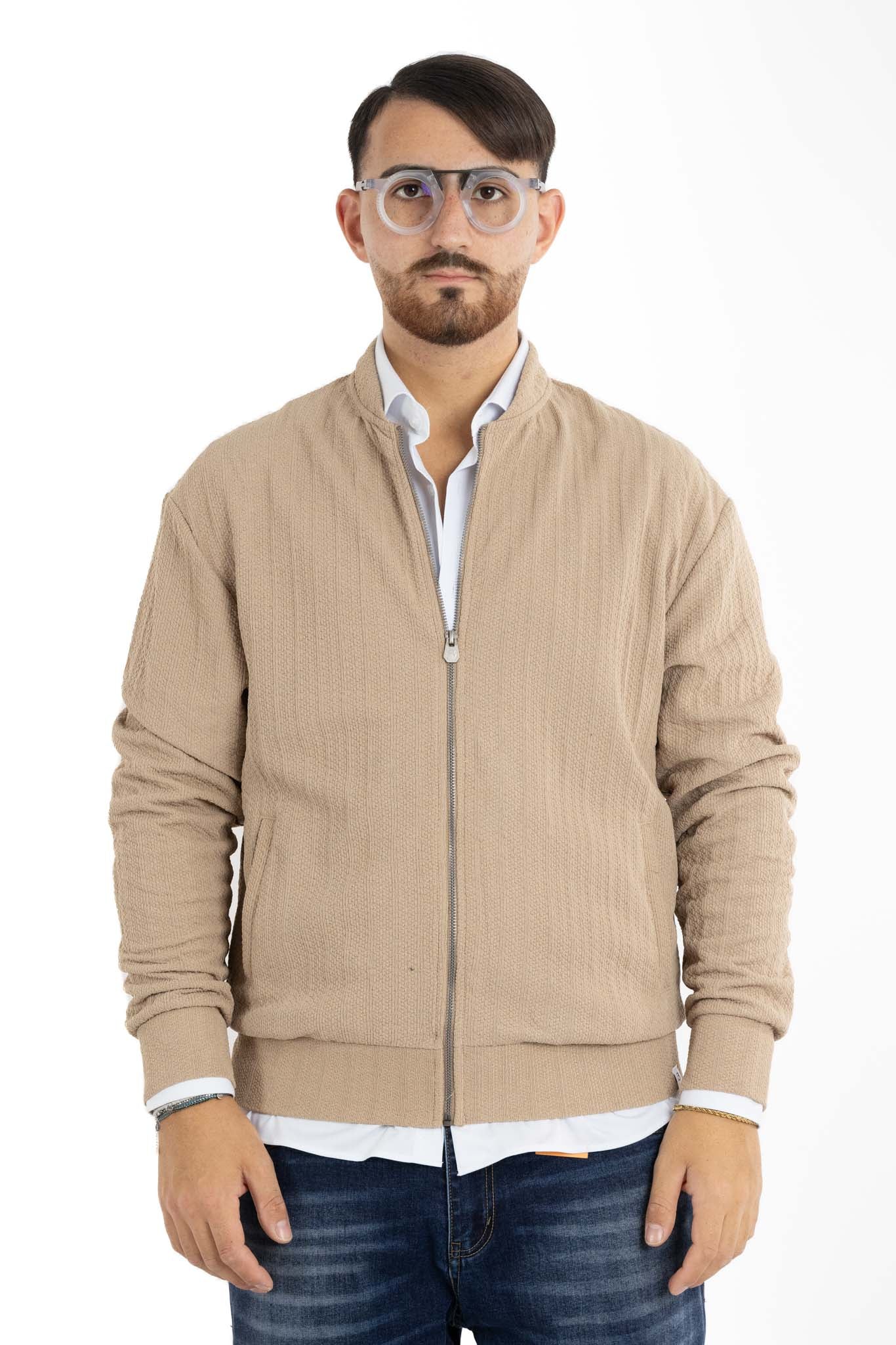 Cardigan Baseball con Zip Lavorato 105 | 2 per €40 | Beige