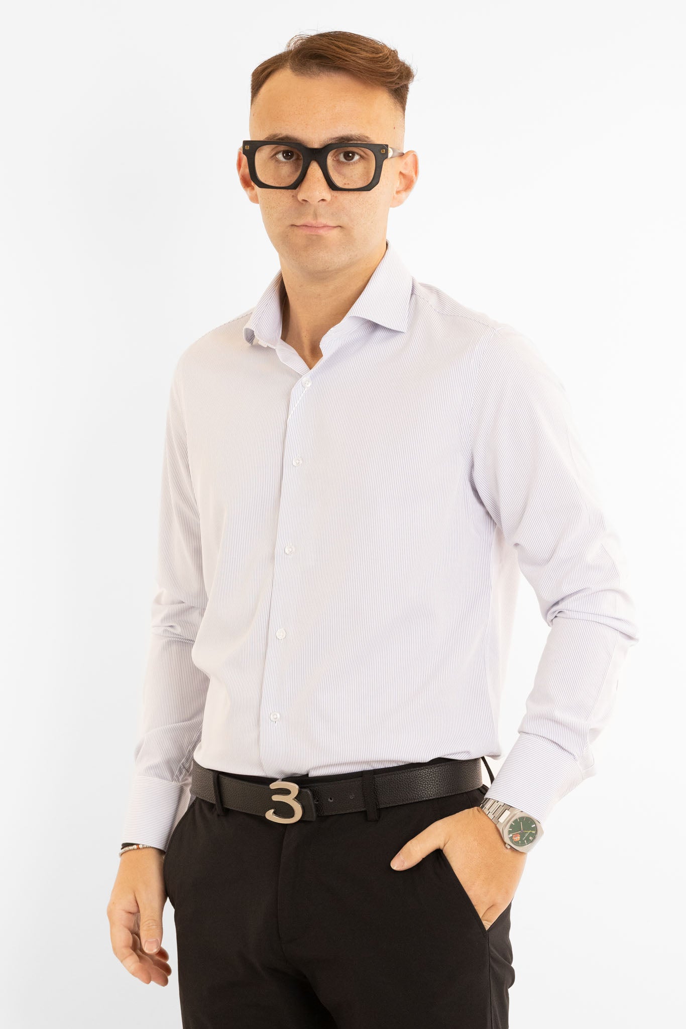 Chemise basique slim sans repassage | Blanc