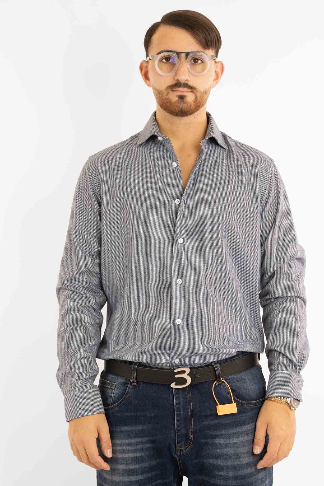 Chemise en flanelle à carreaux semi-slim | Bleue