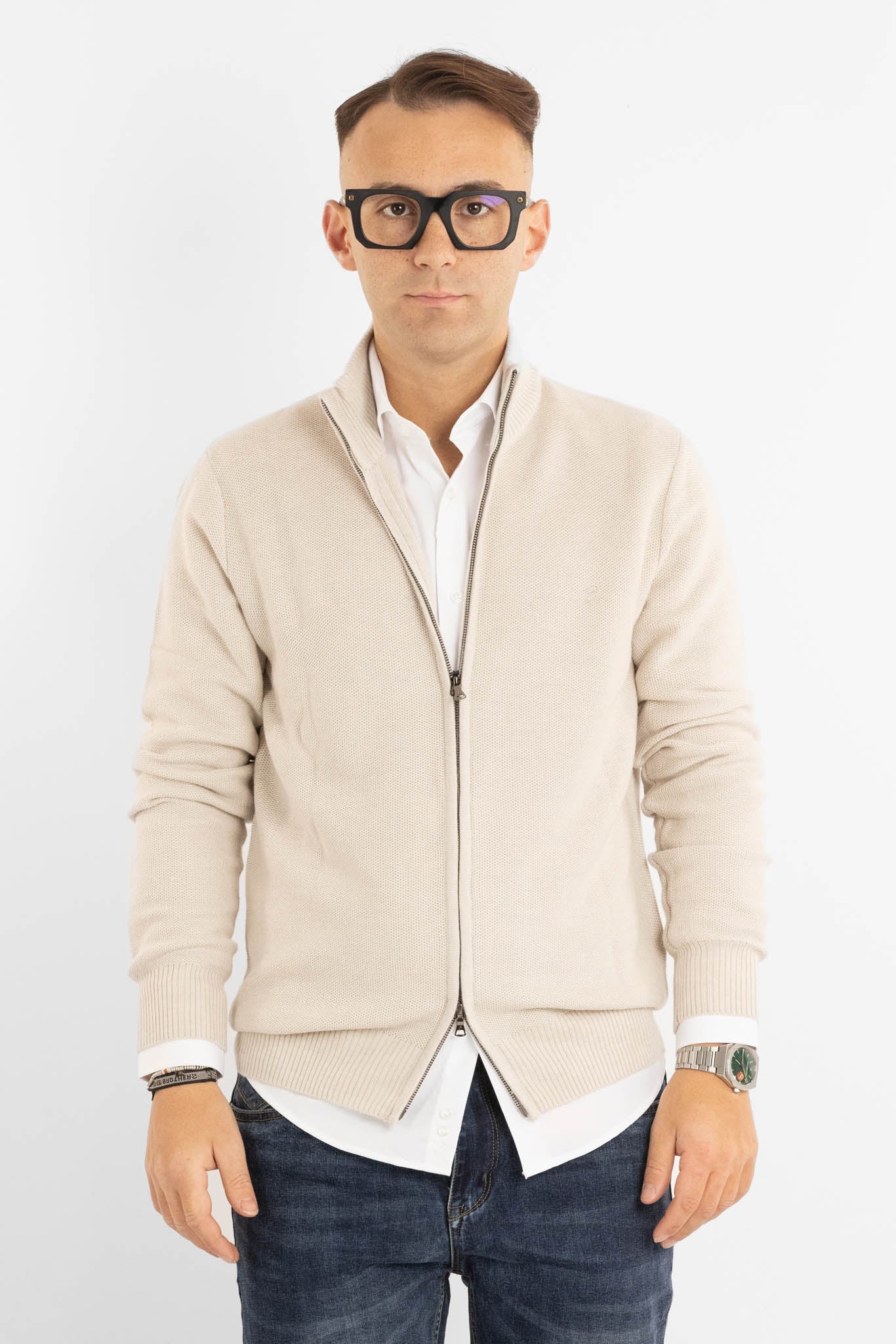 Chicco di Riso 908 Pull entièrement zippé | 2 pour 60 € | Crème