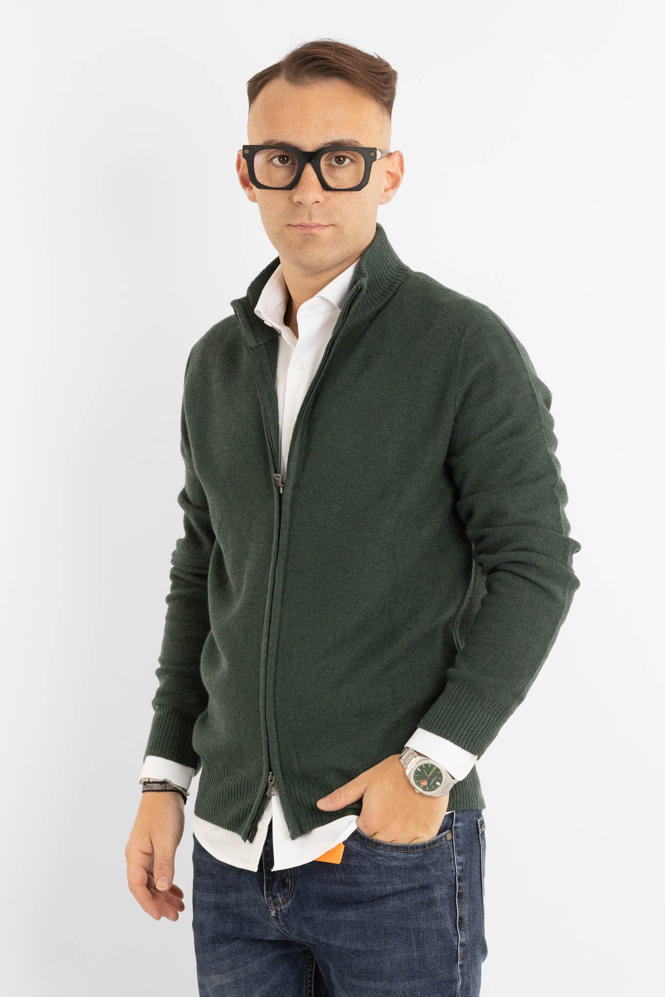 Chicco di Riso 908 Pull entièrement zippé | 2 pour 60 € | Vert