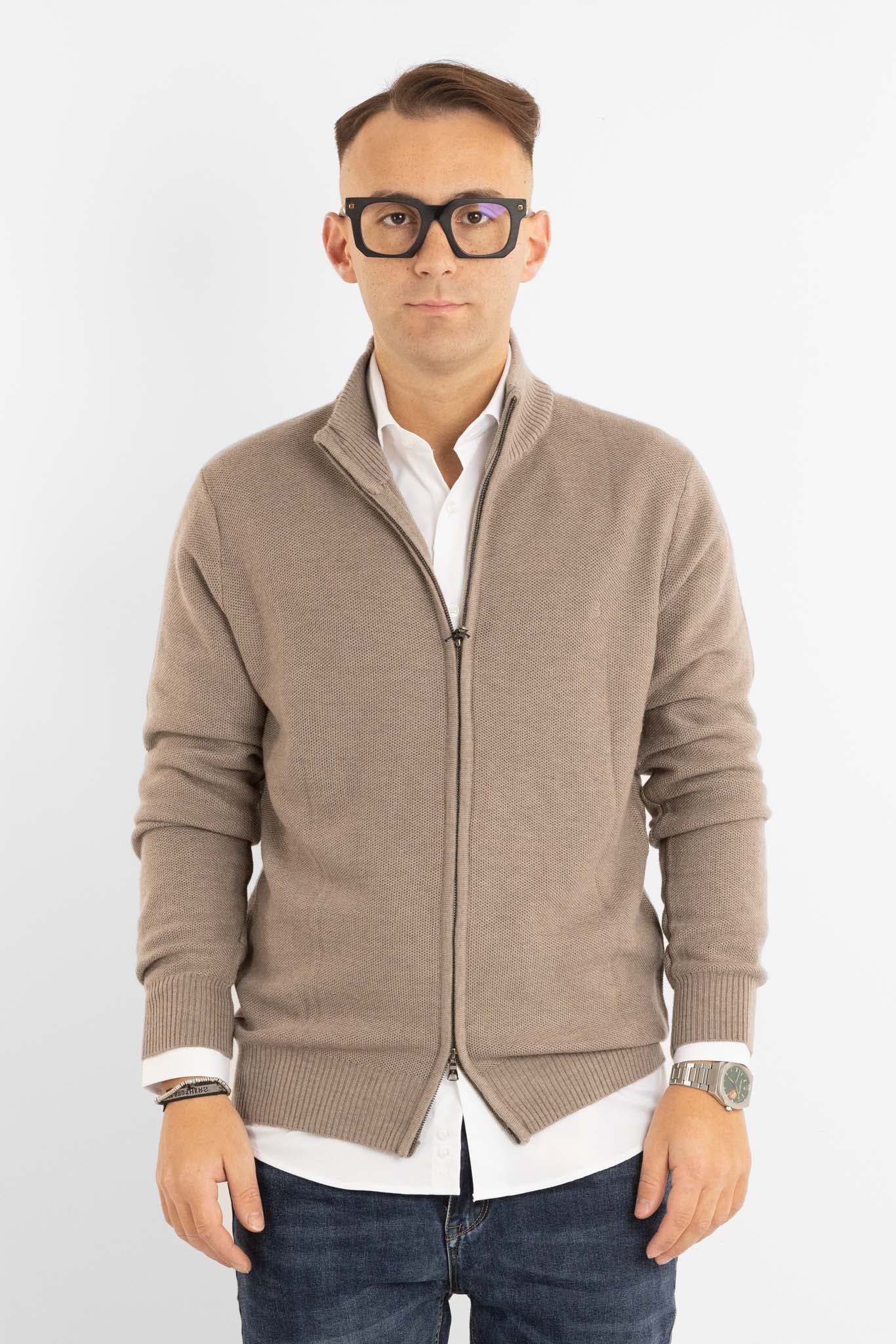 Chicco di Riso 908 Pull entièrement zippé | 2 pour 60 € | Gris Tourterelle