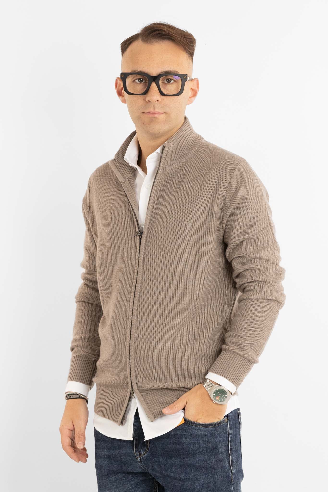 Chicco di Riso 908 Pull entièrement zippé | 2 pour 60 € | Gris Tourterelle