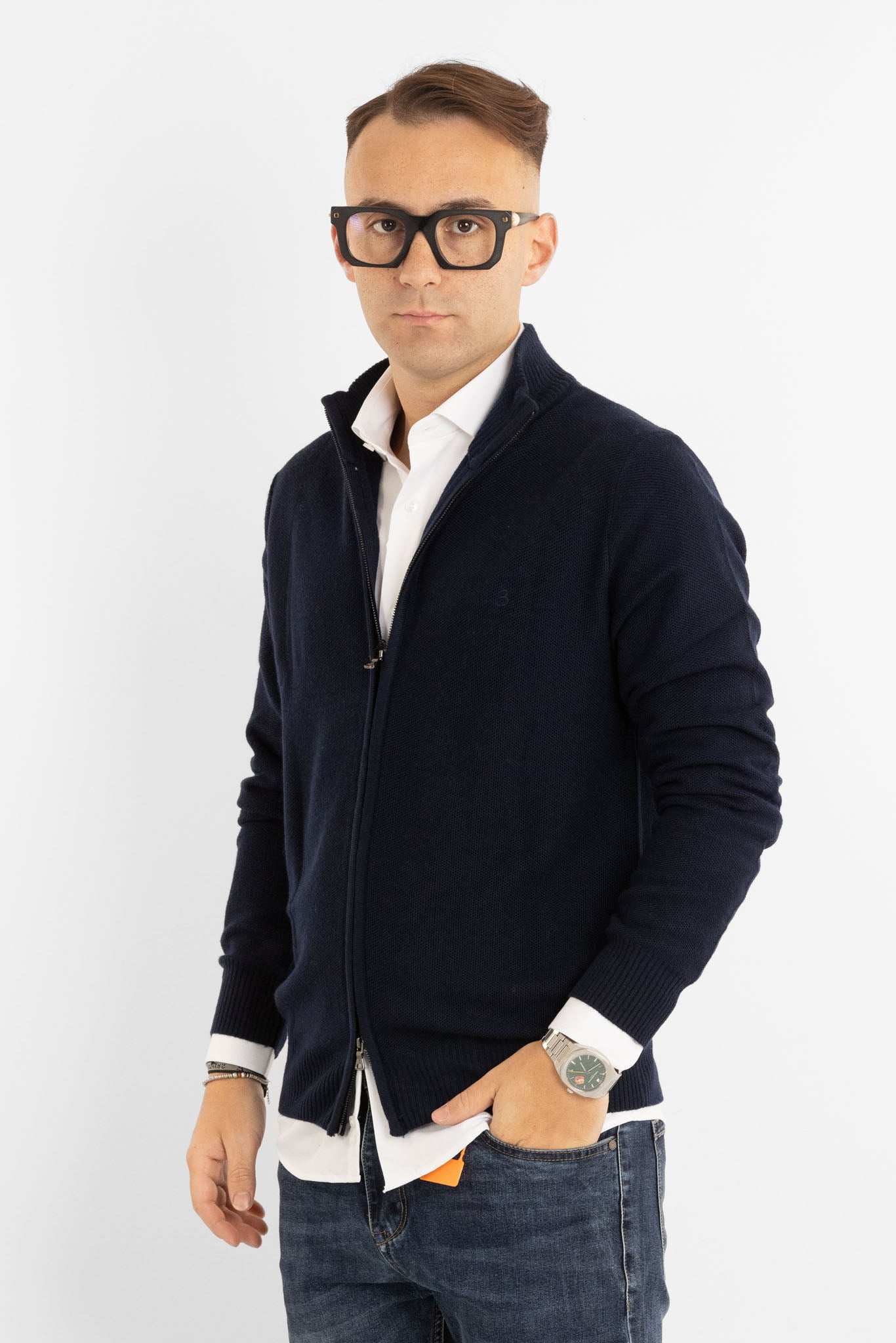 Chicco di Riso 908 Pull entièrement zippé | 2 pour 60 € | Bleu