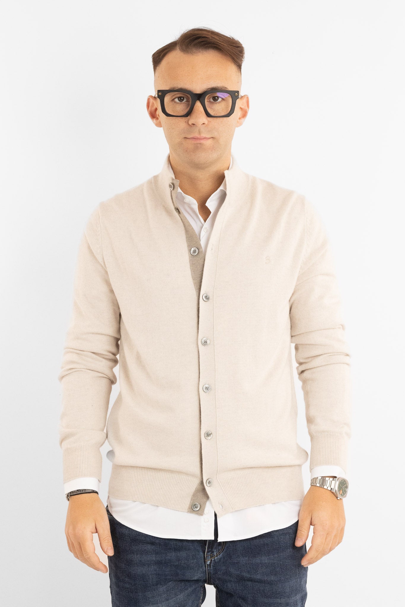 Gilet boutonné en cachemire mélangé 2377 | 2 pour 60 € | Crème