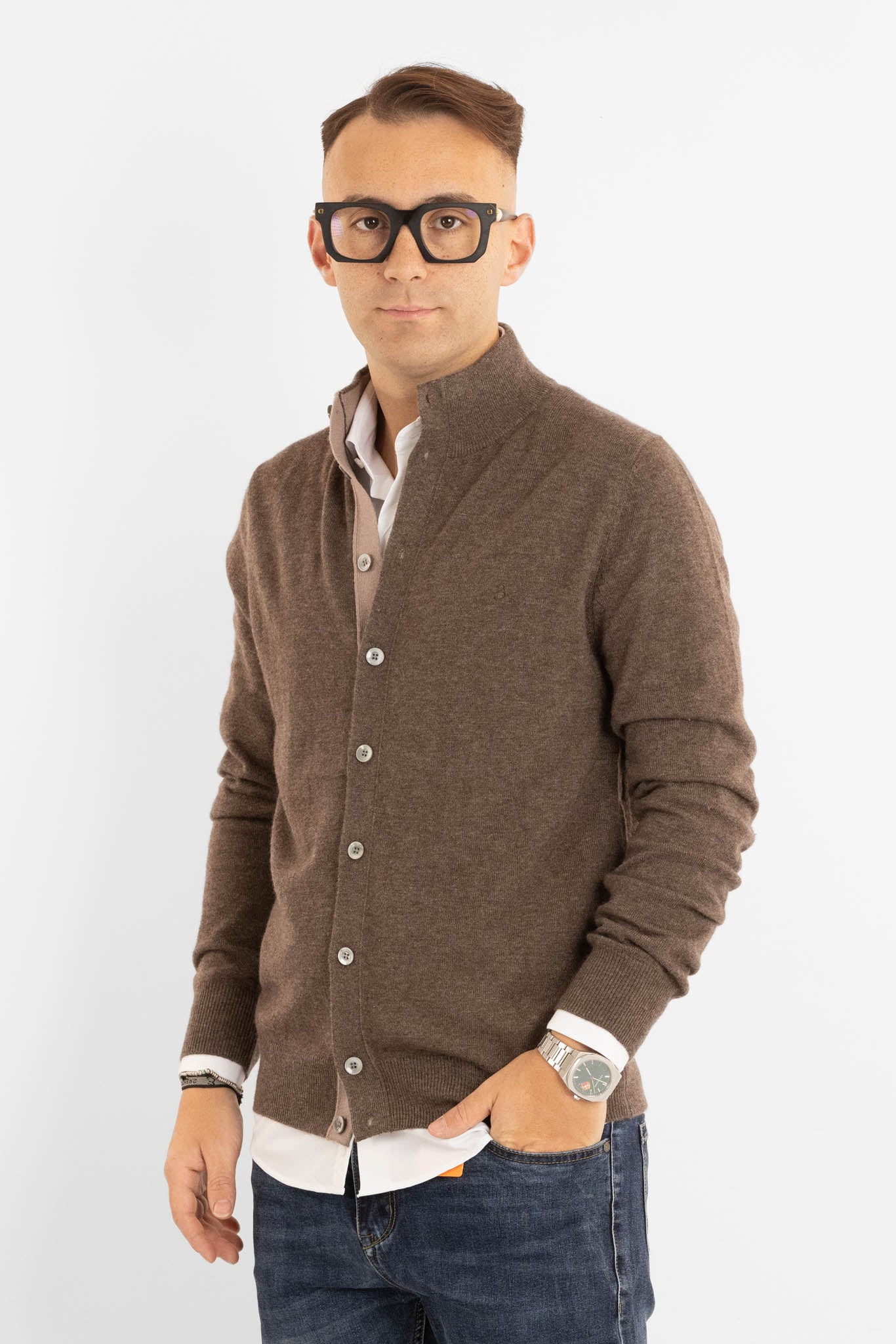 Gilet boutonné en cachemire mélangé 2377 | 2 pour 60 € | Marron