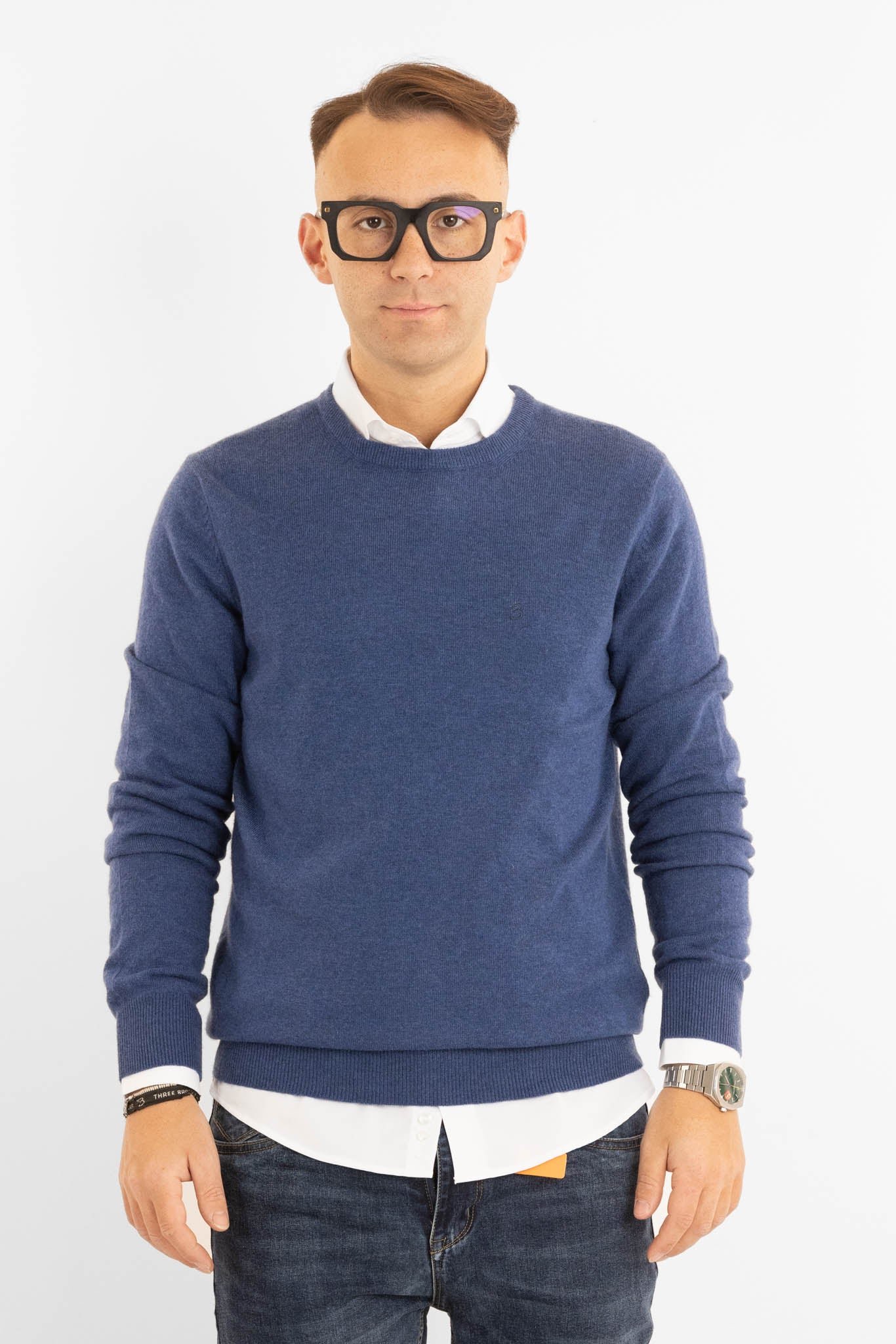 Pull col rond en cachemire mélangé 2371 | 2 pour 60 € | Indigo