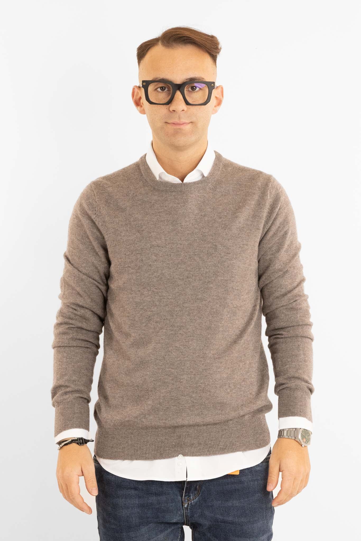 Pull col rond en cachemire mélangé 2371 | 2 pour 60 € | Gris tourterelle