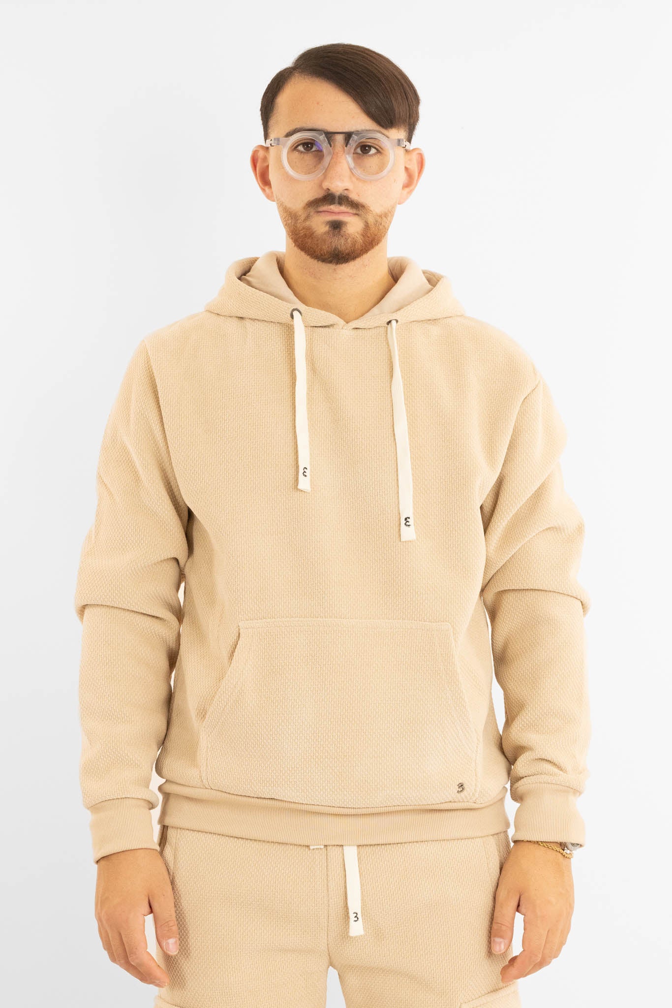 Felpa Ciniglia Felpata Chiusa con Cappuccio | Kaki