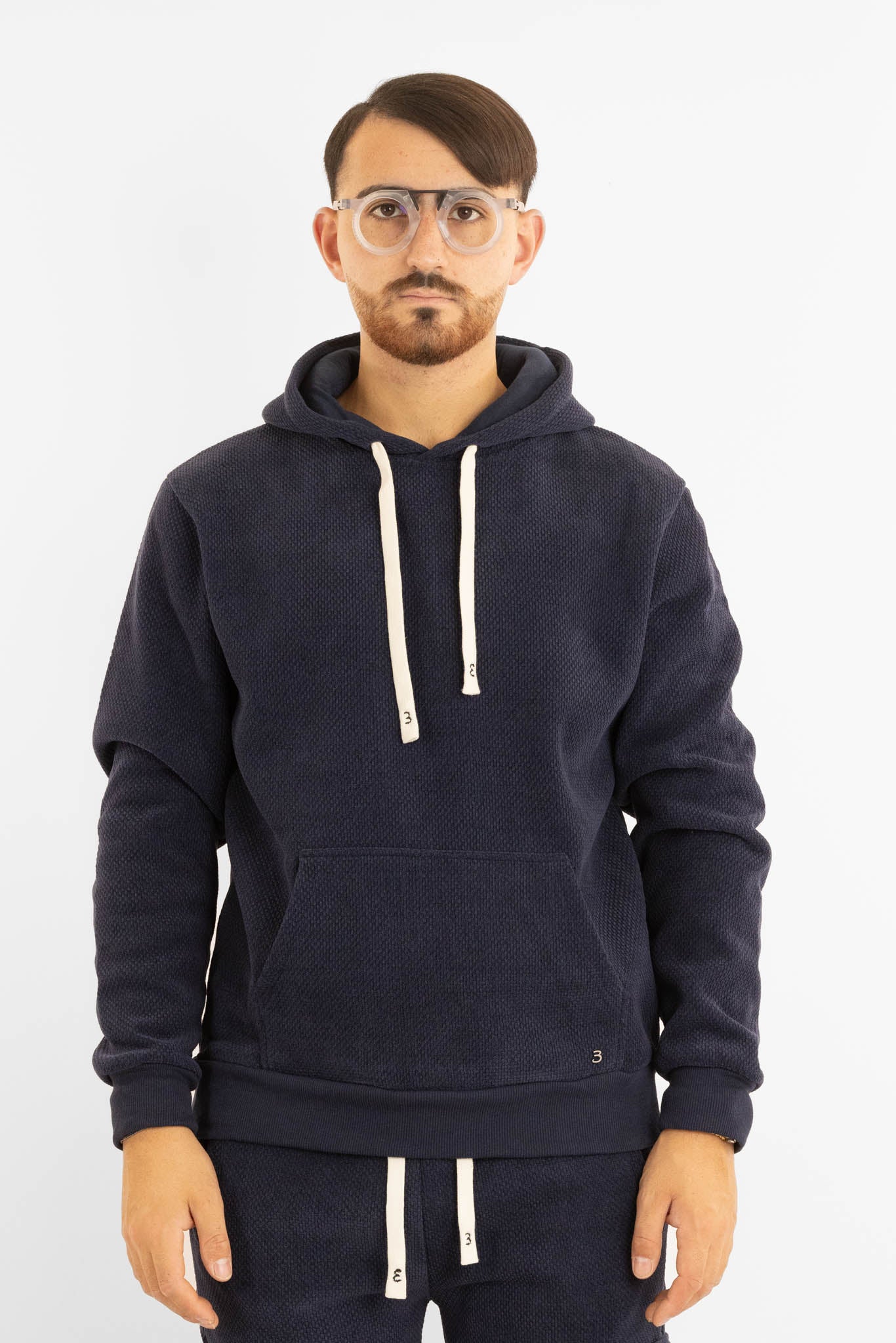 Felpa Ciniglia Felpata Chiusa con Cappuccio | Blu