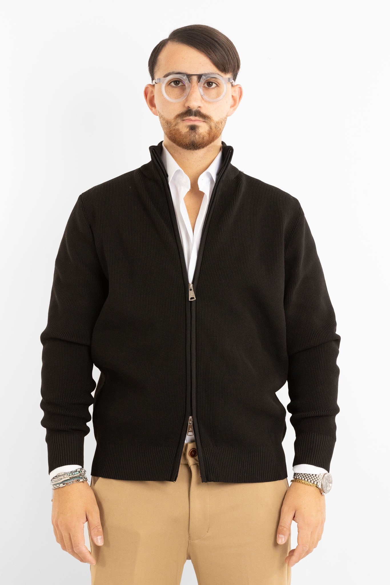 Active Soft Ribbed Zip-Up Cardigan 241152 | Black
