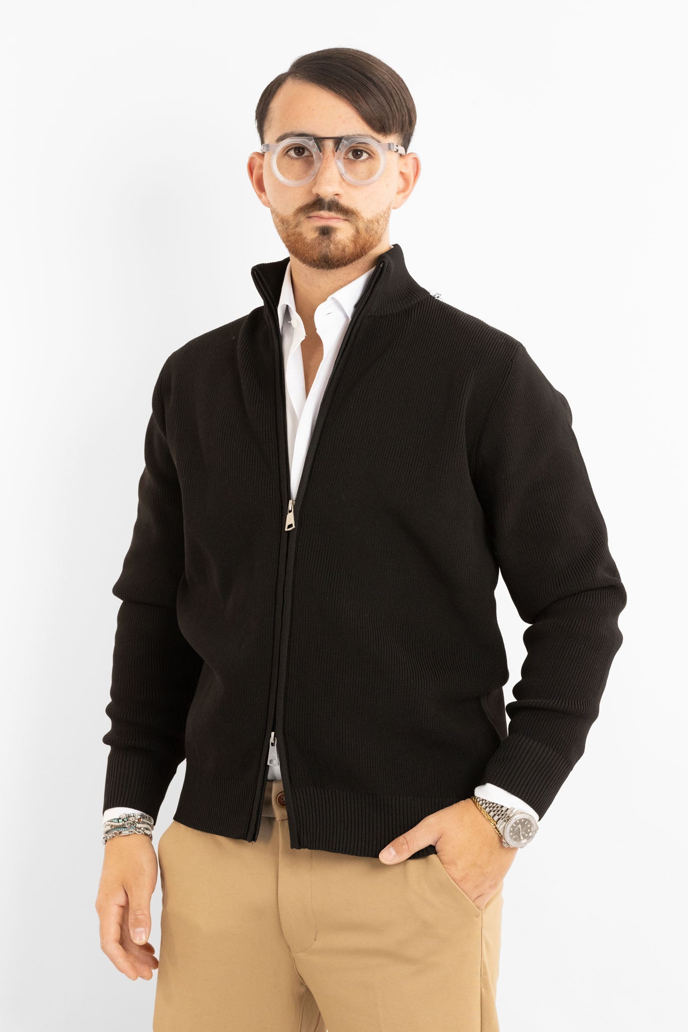 Active Soft Ribbed Zip-Up Cardigan 241152 | Black