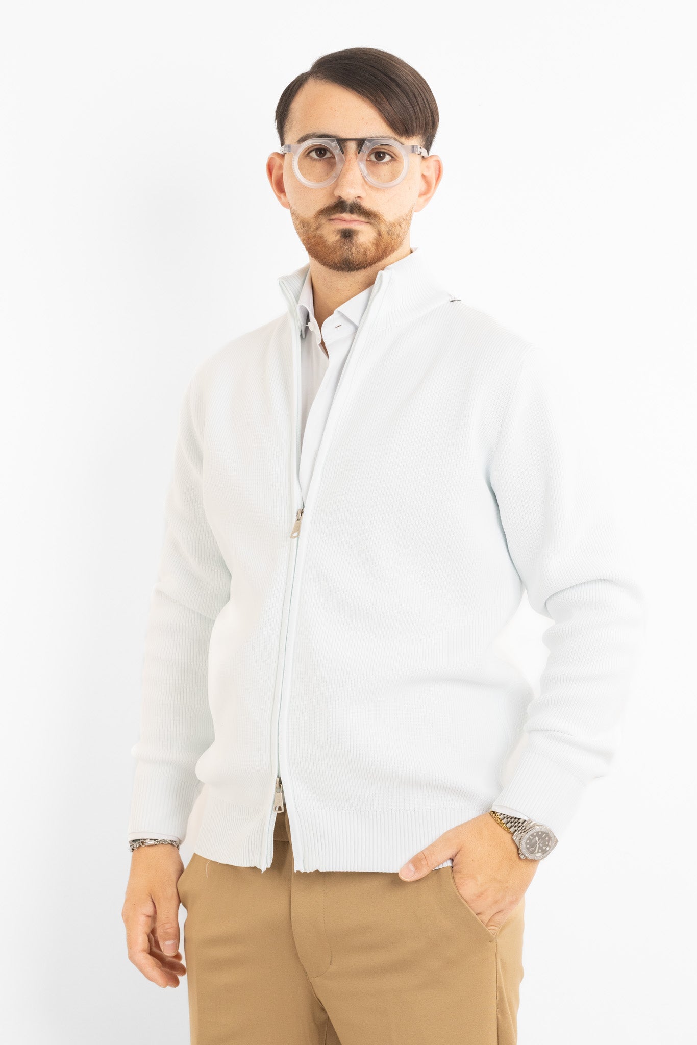 Gilet zippé côtelé doux Active 241152 | Blanc