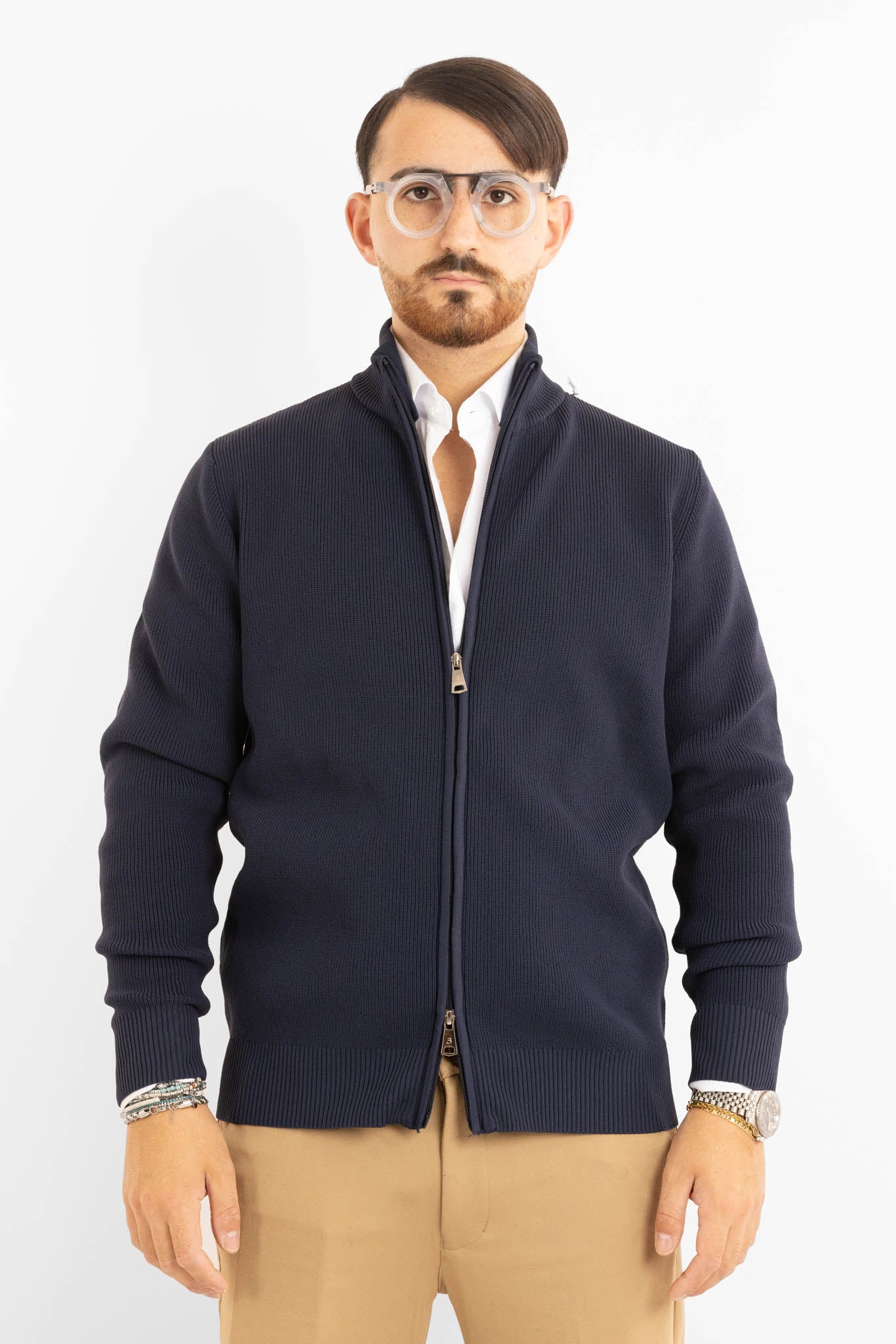 Gilet zippé côtelé doux et actif 241152 | Bleu