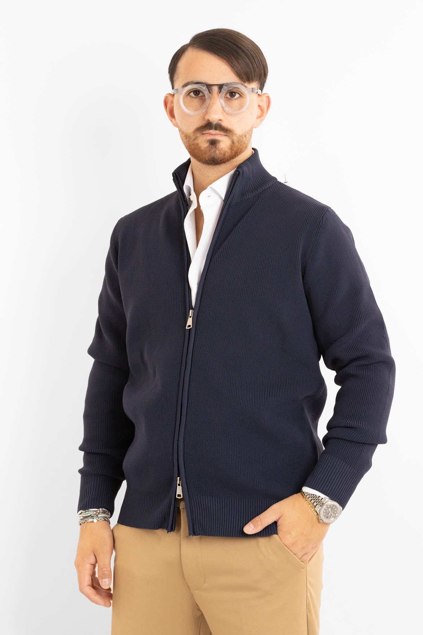 Gilet zippé côtelé doux et actif 241152 | Bleu