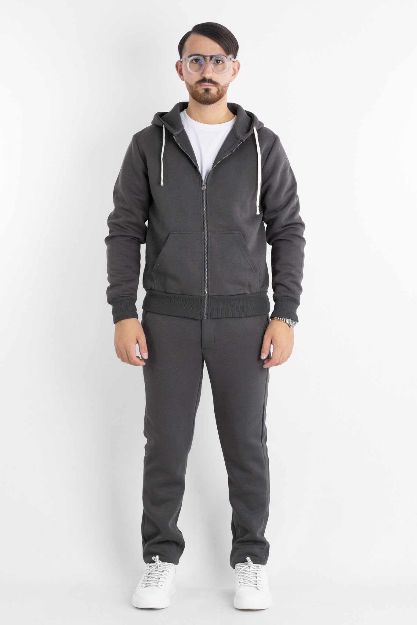 Felpa Jersey Pesante Zip e Cappuccio 6704 | 2 per €60 | Grigio