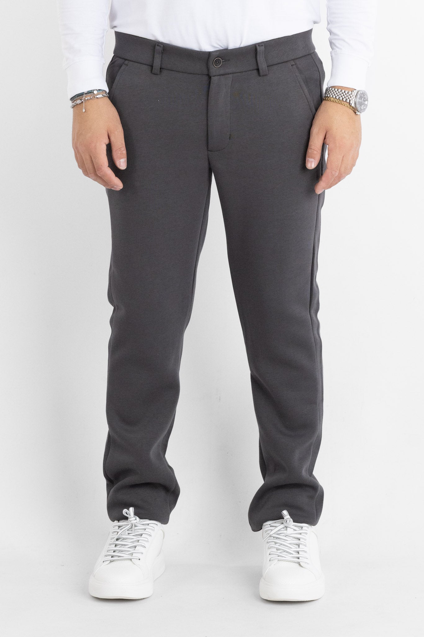 Pantalone Jersey Pesante Semi Slim 6703 | 2 per €60 | Grigio