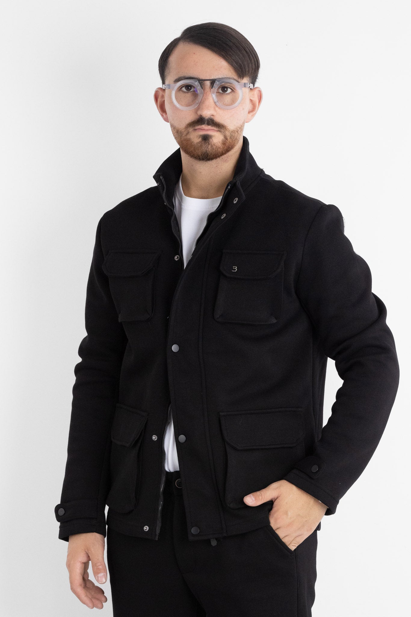 Veste safari en jersey épais 6701 | 2 pour 60 € | Noire