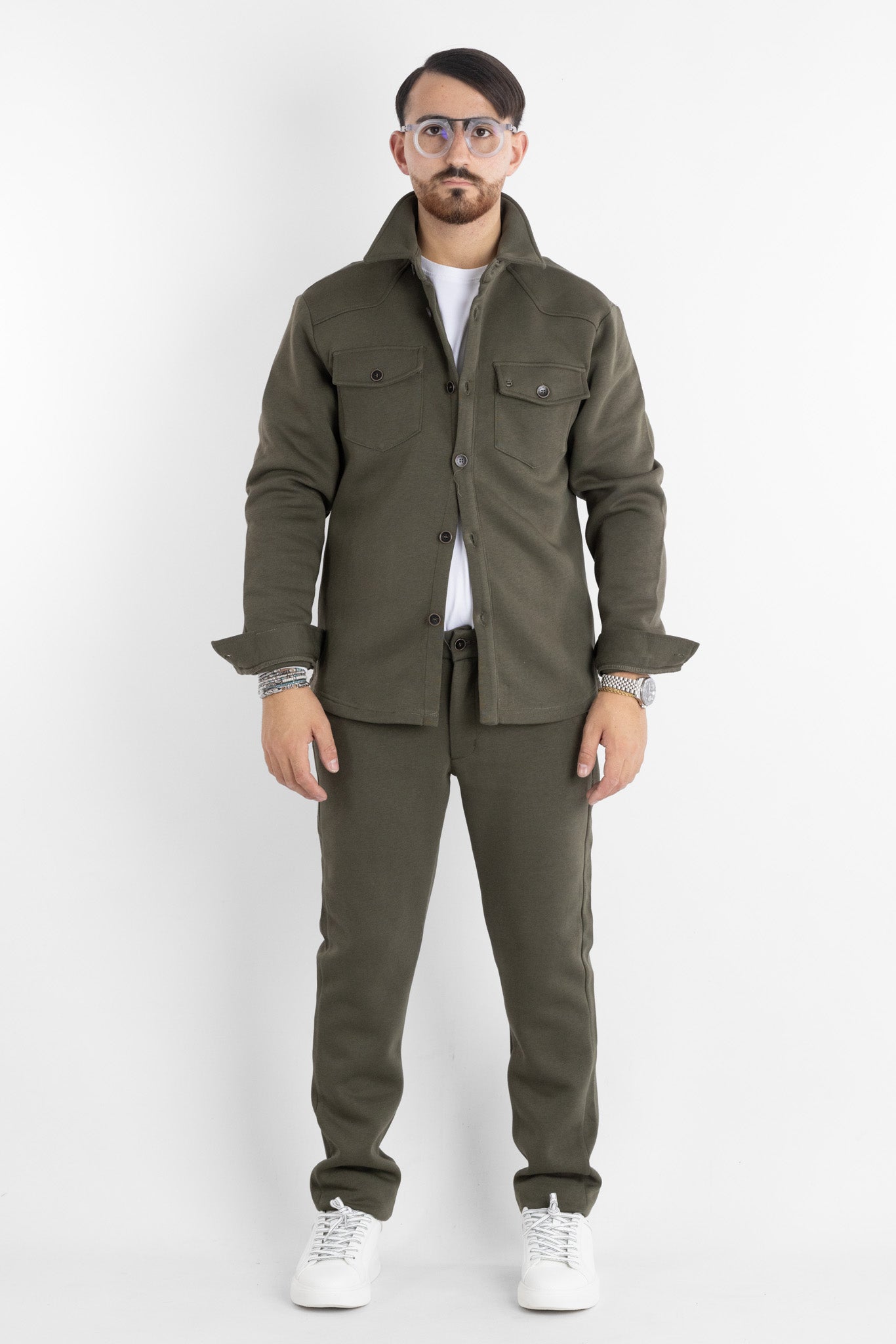 Veste en jersey épais 6702 | 2 pour 60 € | Vert militaire