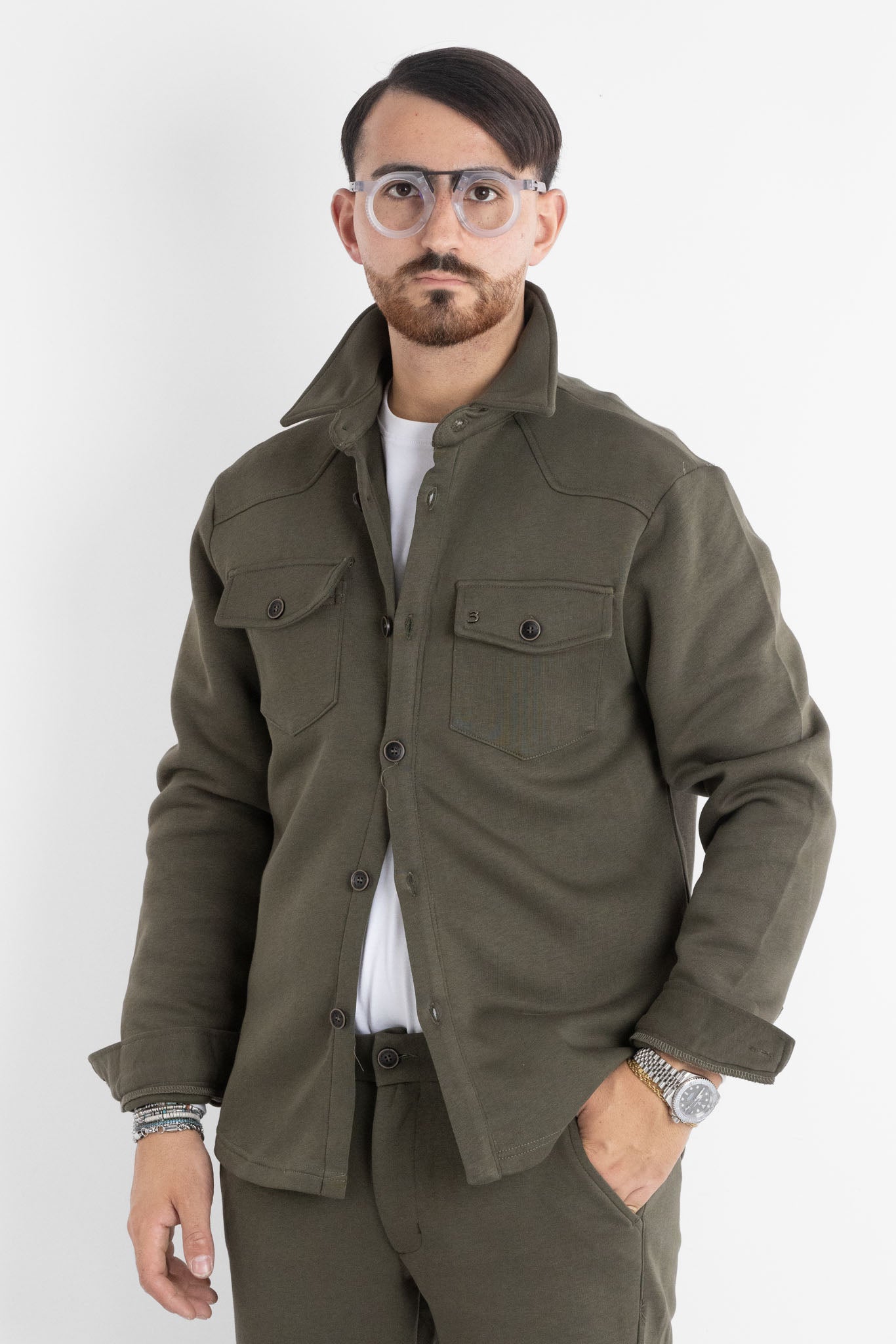 Veste en jersey épais 6702 | 2 pour 60 € | Vert militaire