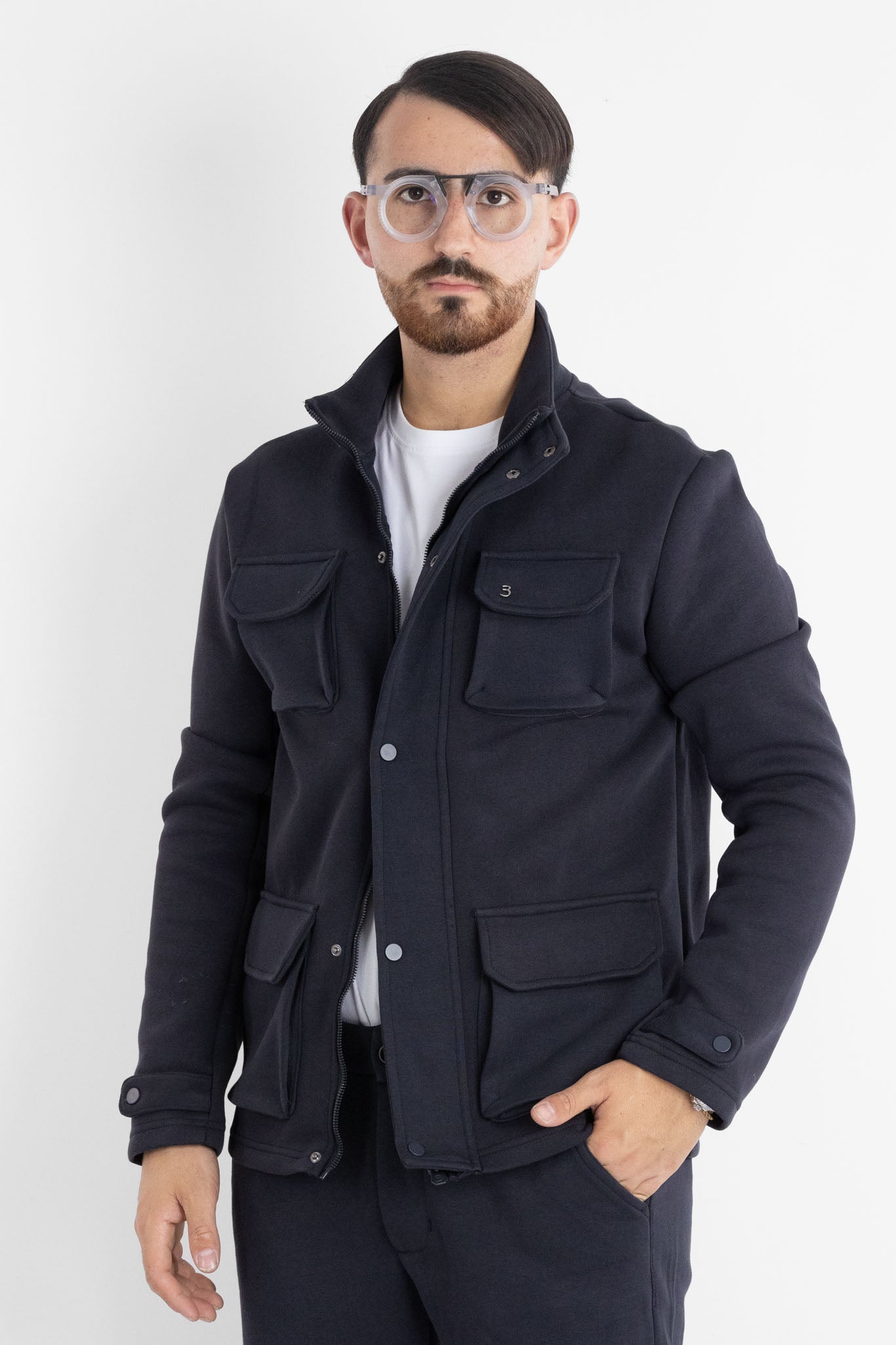 Veste safari en jersey épais 6701 | 2 pour 60 € | Bleue