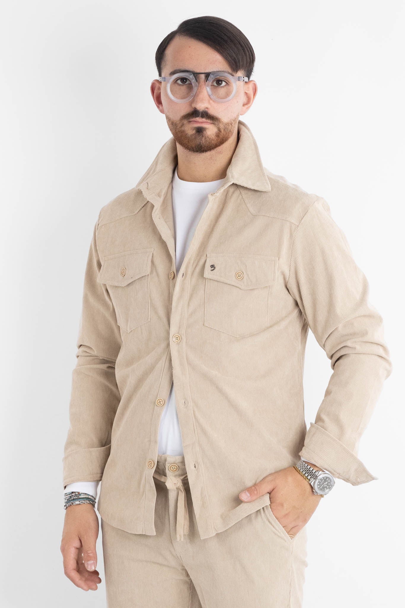 Chemise en velours 330 | 2 pour 50 € | Beige