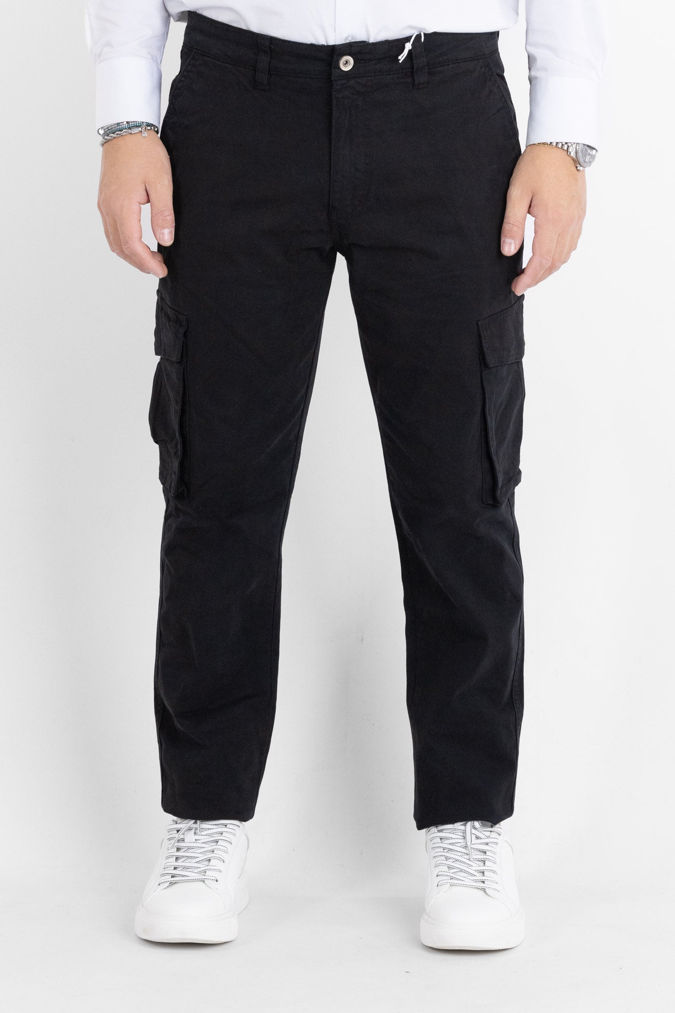 Pantalone Cargo Semi Slim BR017 | 2 per €60 | Nero