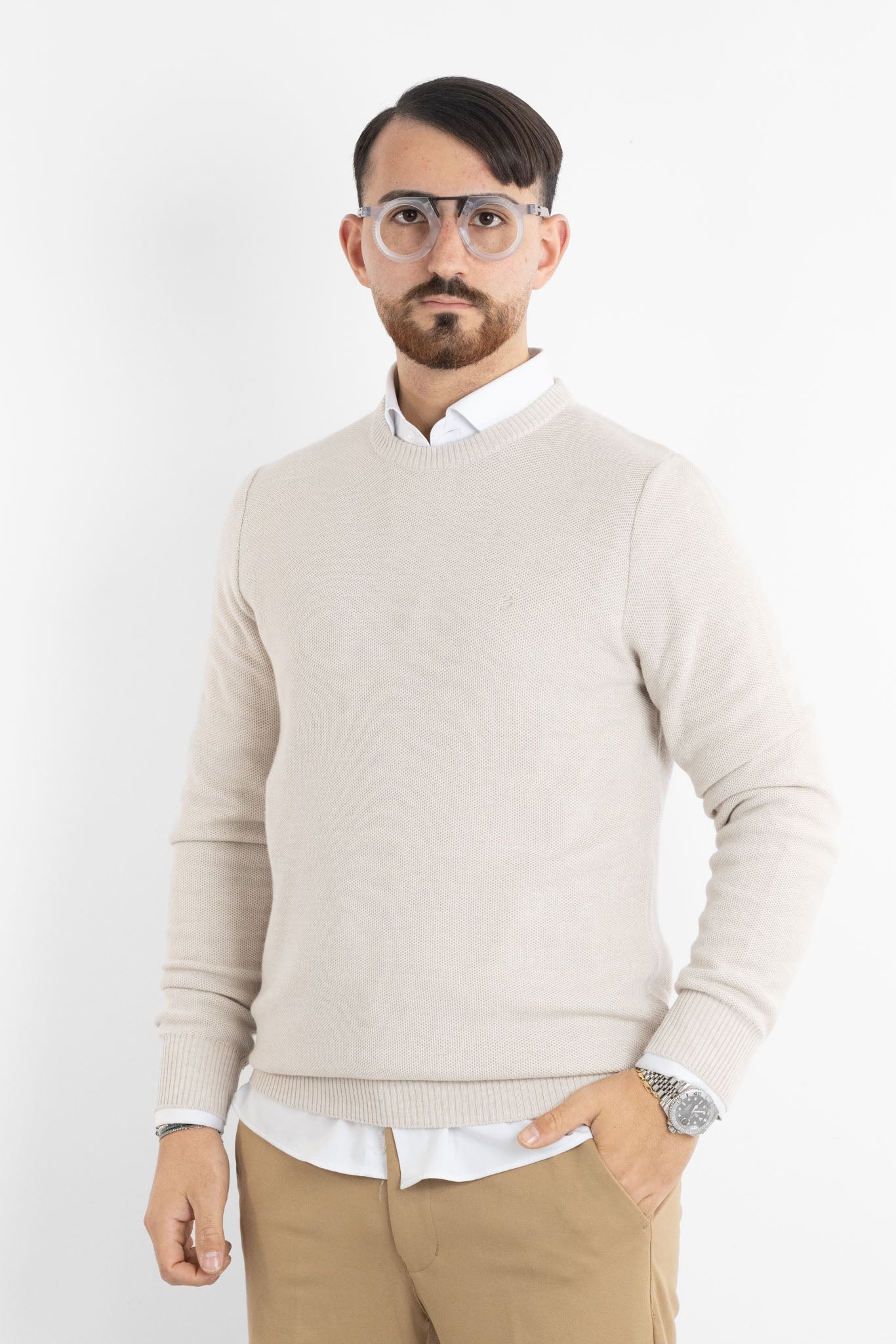 Pullover Girocollo Misto Lana Chicco 906 | 2 per €60 | Panna