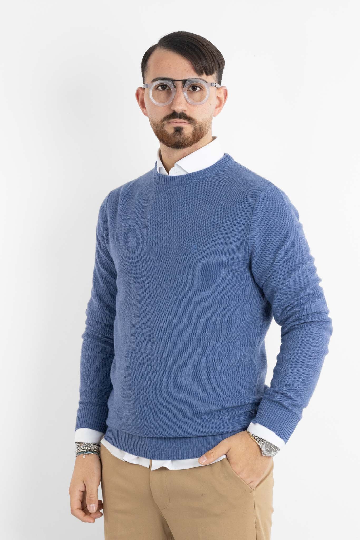 Pullover Girocollo Misto Lana Chicco 906 | 2 per €60 | Azzurro