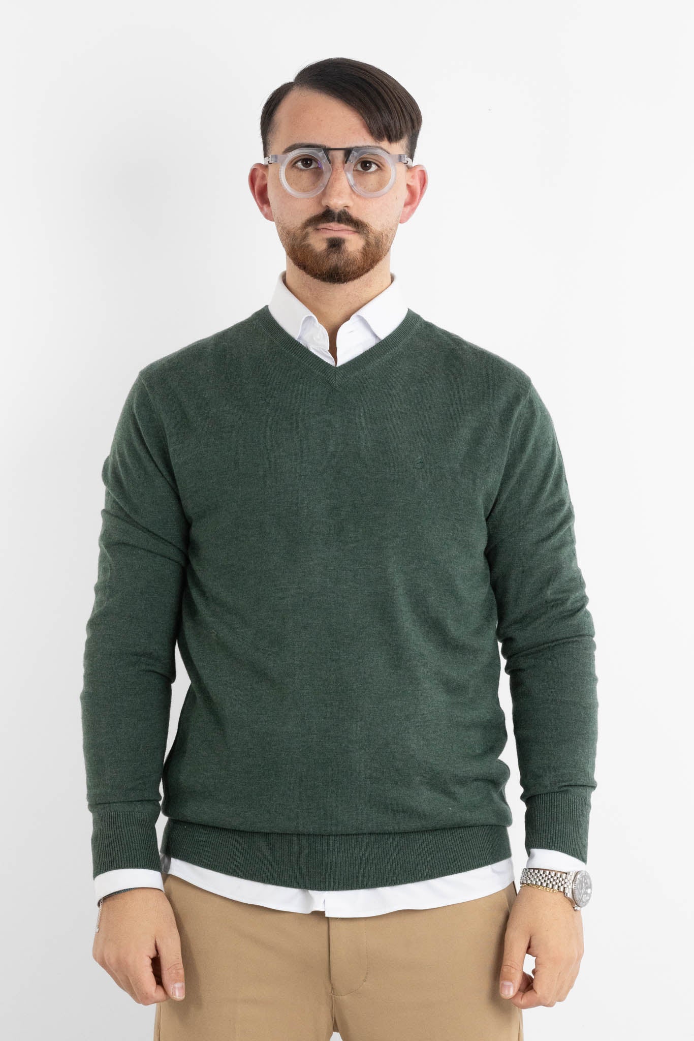 Pullover a V Misto Lana 82 | 2 per €50 | Verde