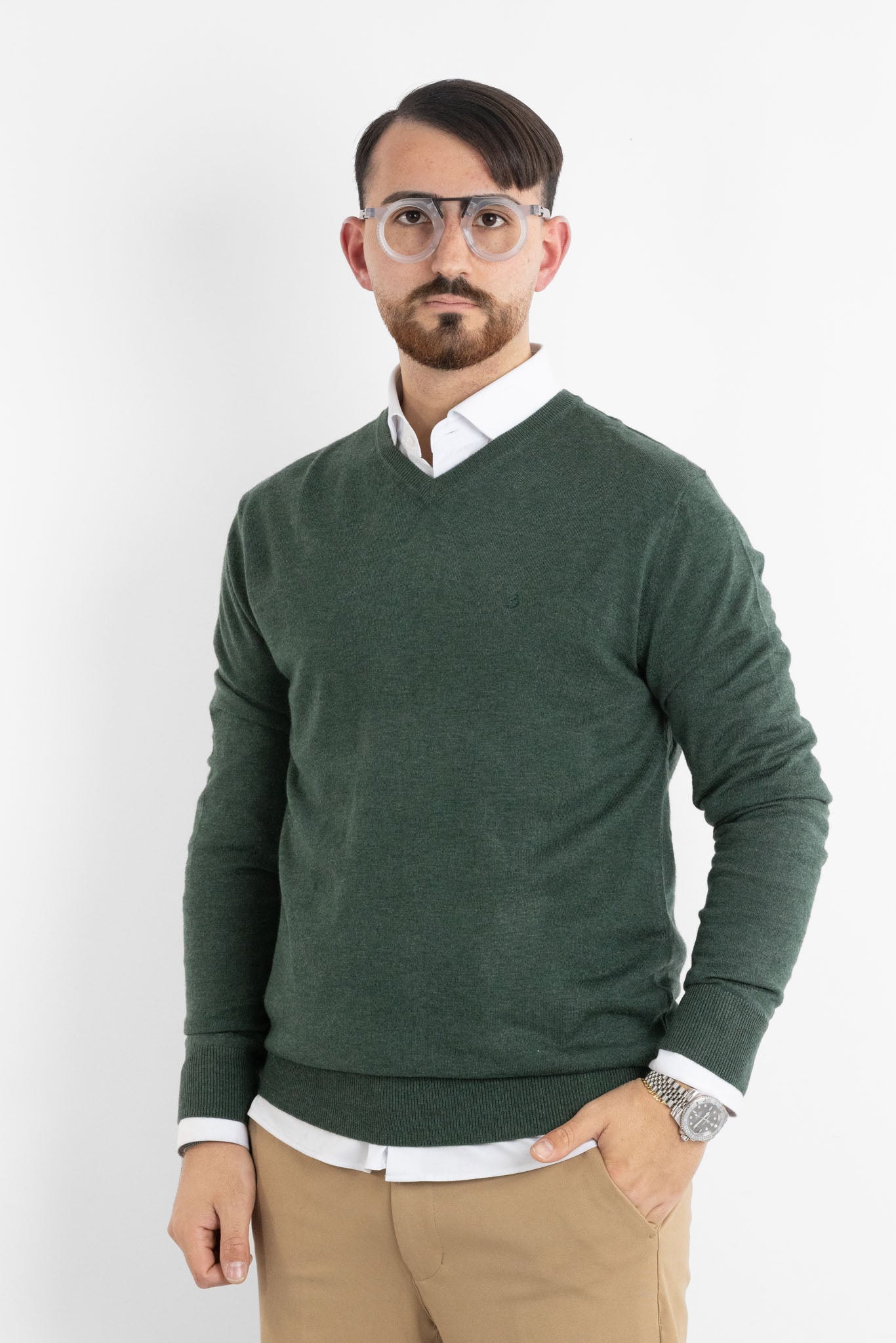Pullover a V Misto Lana 82 | 2 per €50 | Verde