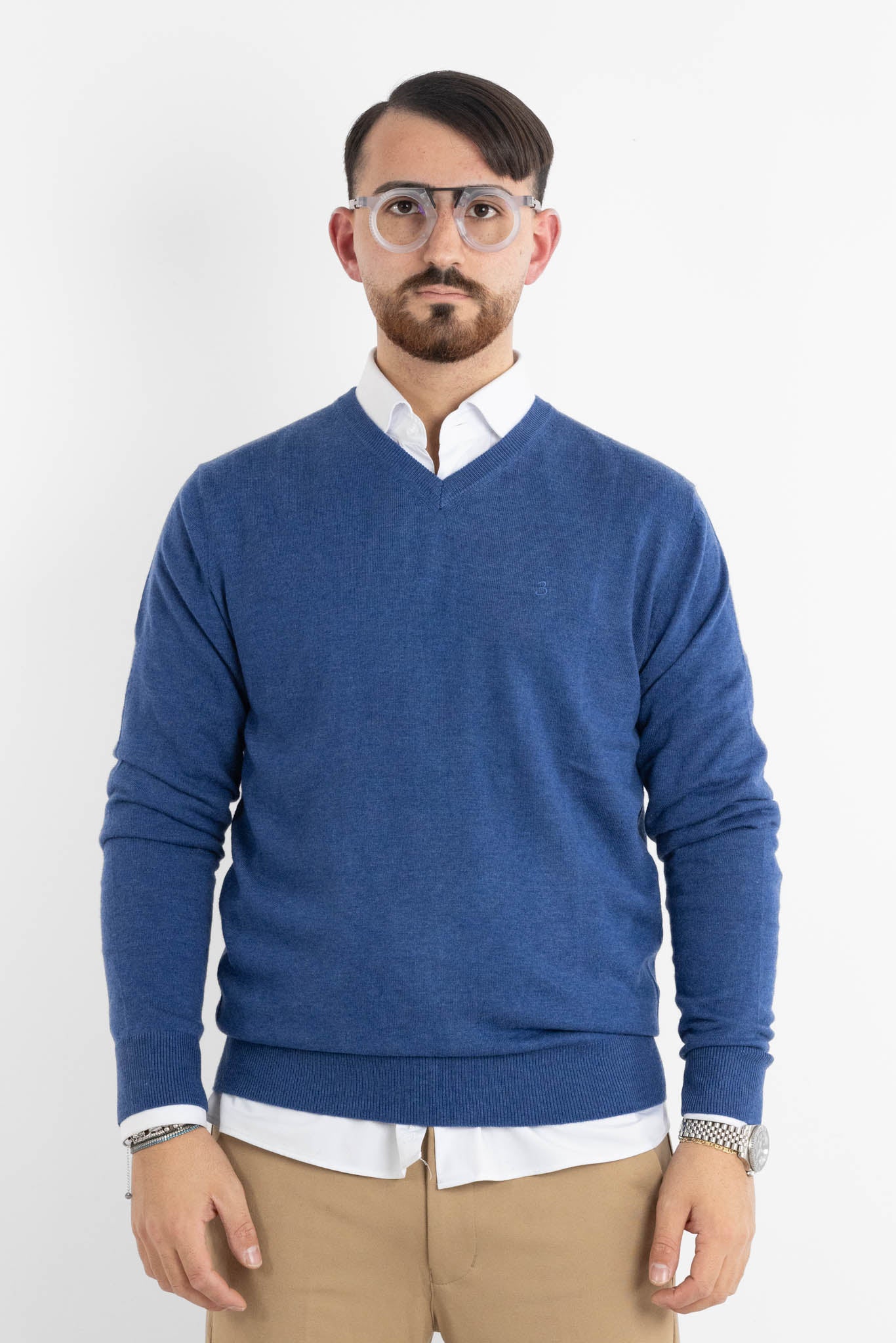 Pullover a V Misto Lana 82 | 2 per €50 | Azzurro