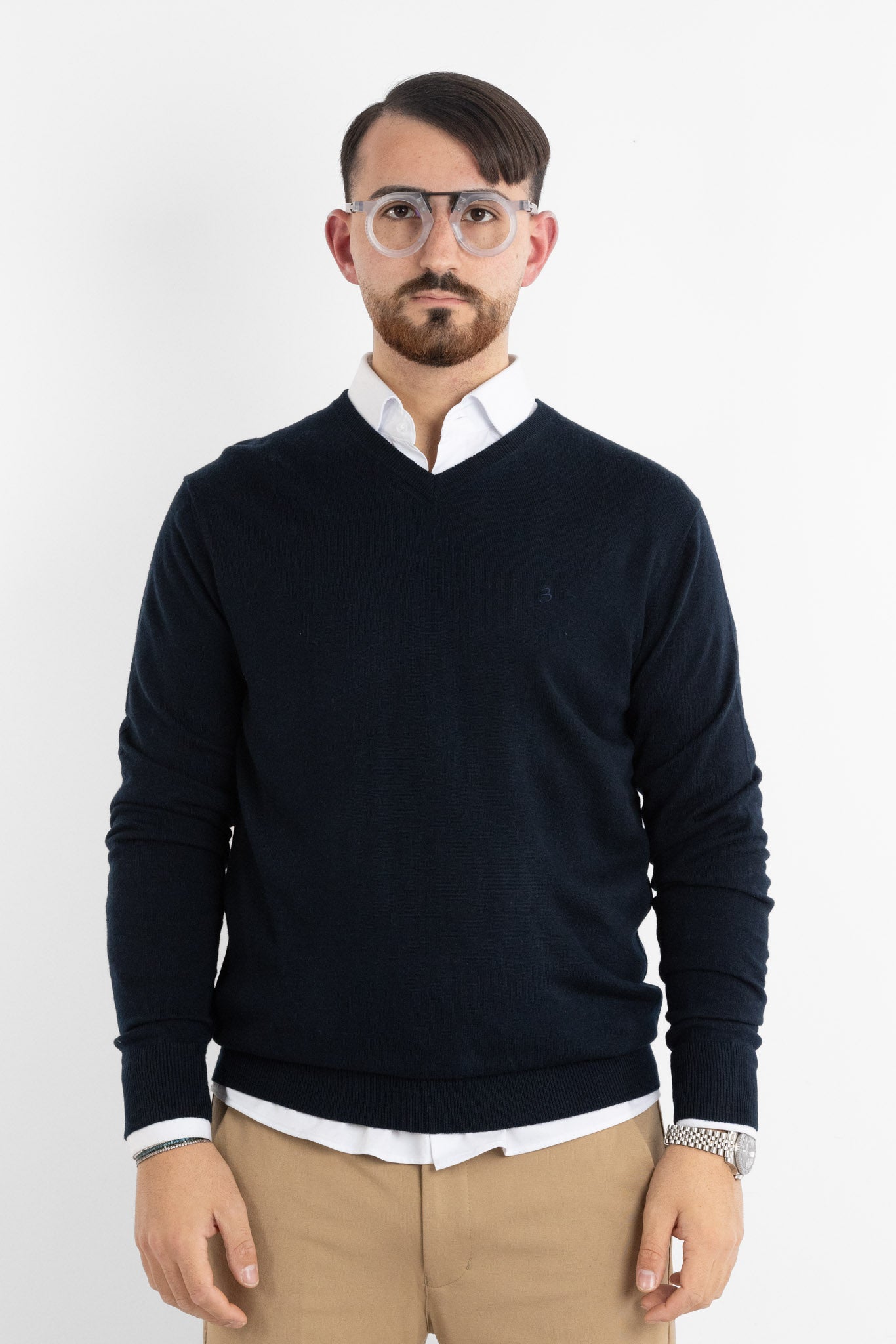 Pullover a V Misto Lana 82 | 2 per €50 | Blu