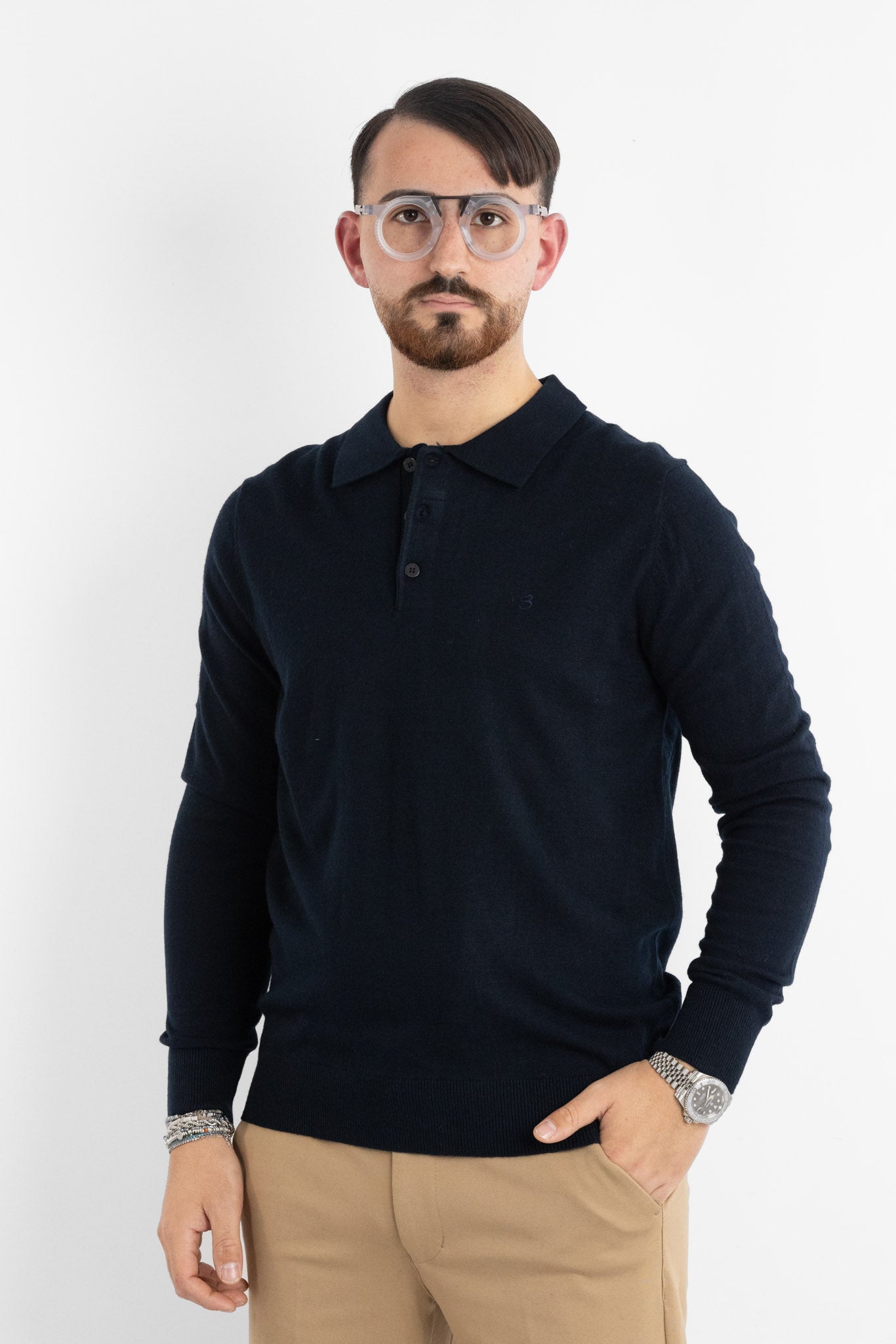 Polo Pullover Misto Lana 86 | 2 per €50 | Blu