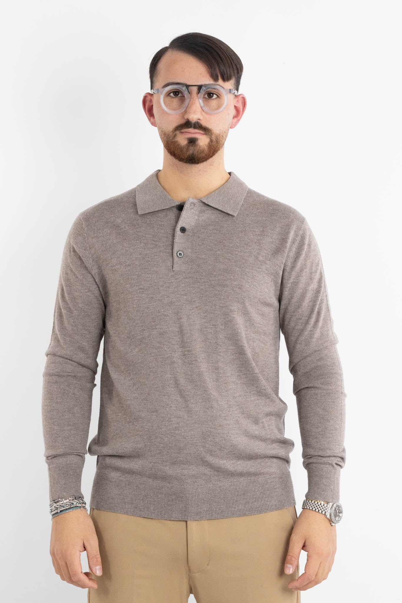 Polo Pullover Misto Lana 86 | 2 per €50 | Tortora