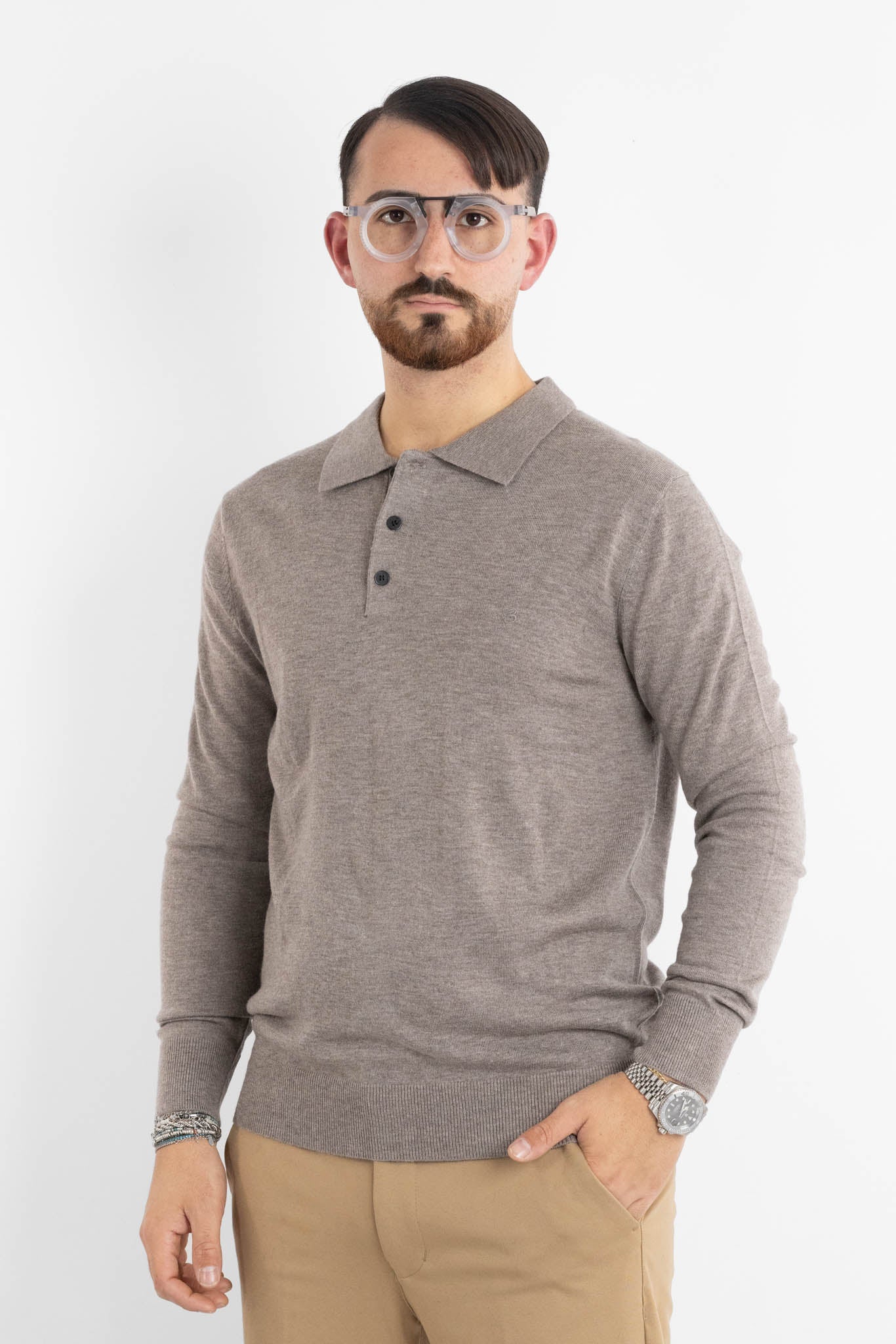 Polo Pullover Misto Lana 86 | 2 per €50 | Tortora