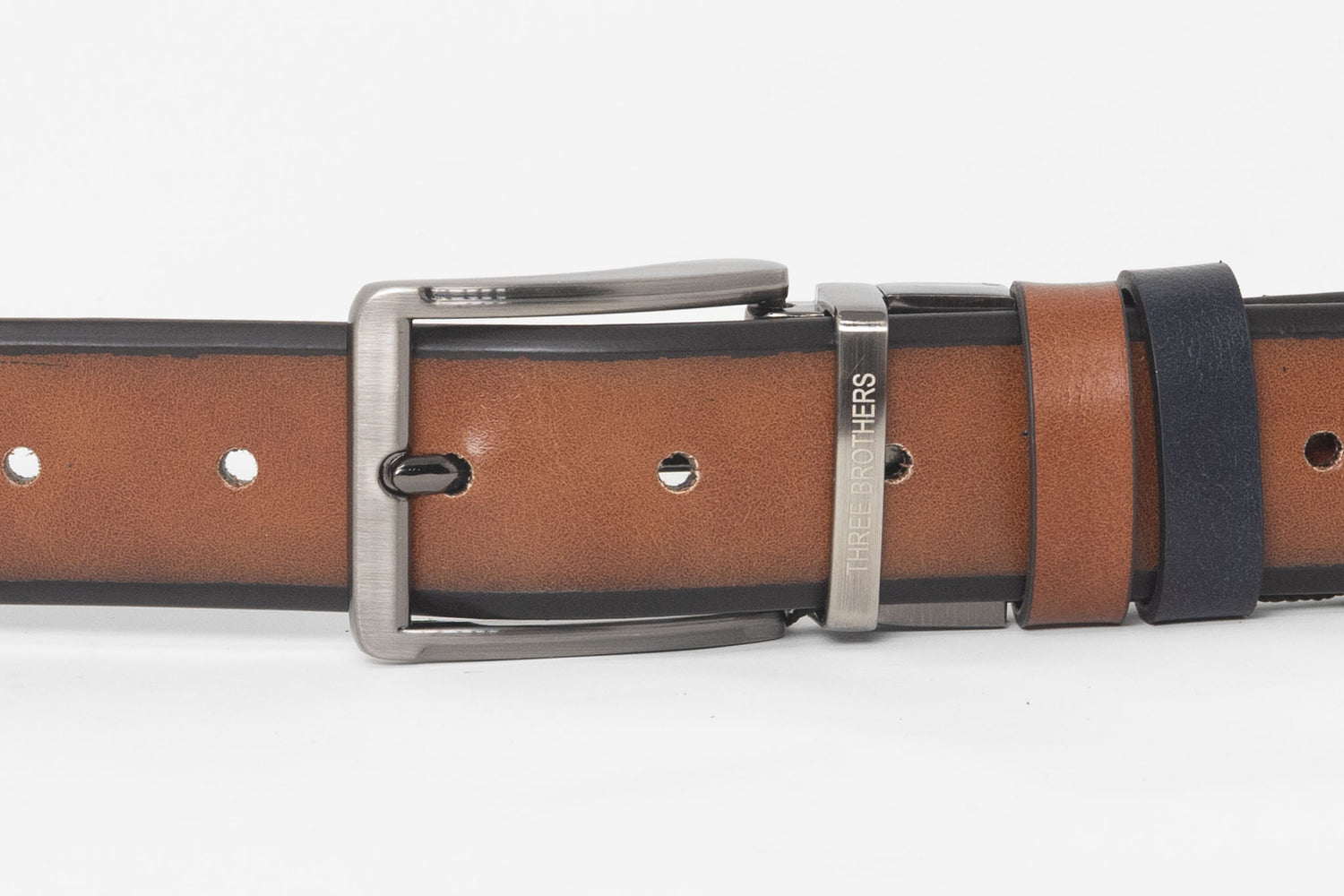 Cintura Reversibile Rifinitura Laser | Cuoio e Blu