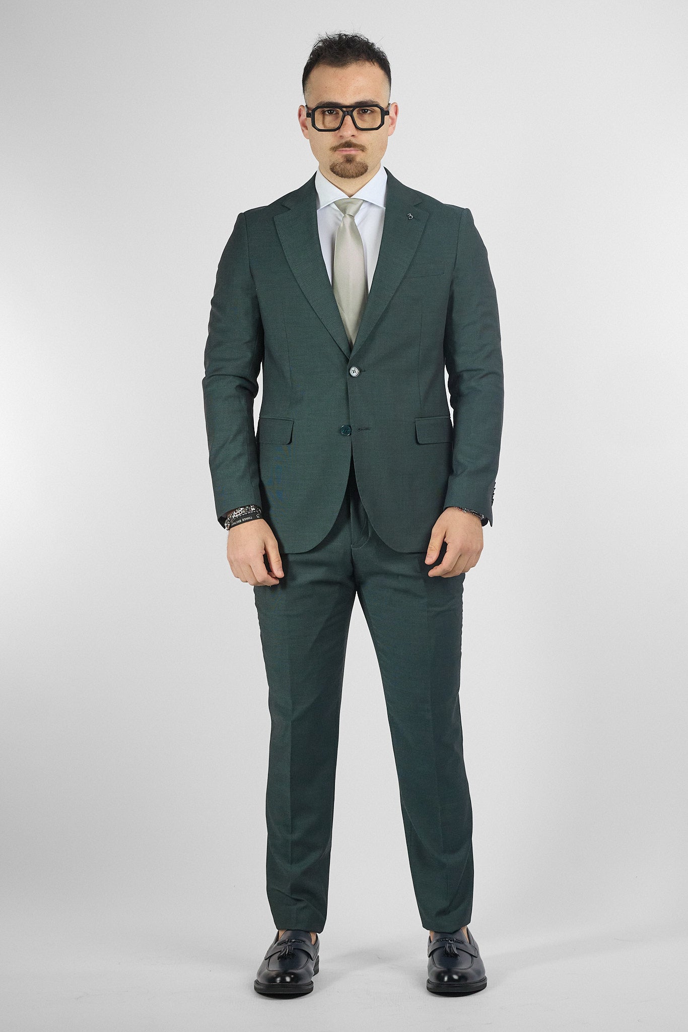 Abito Due Bottoni Tessuto Lavorato | Verde