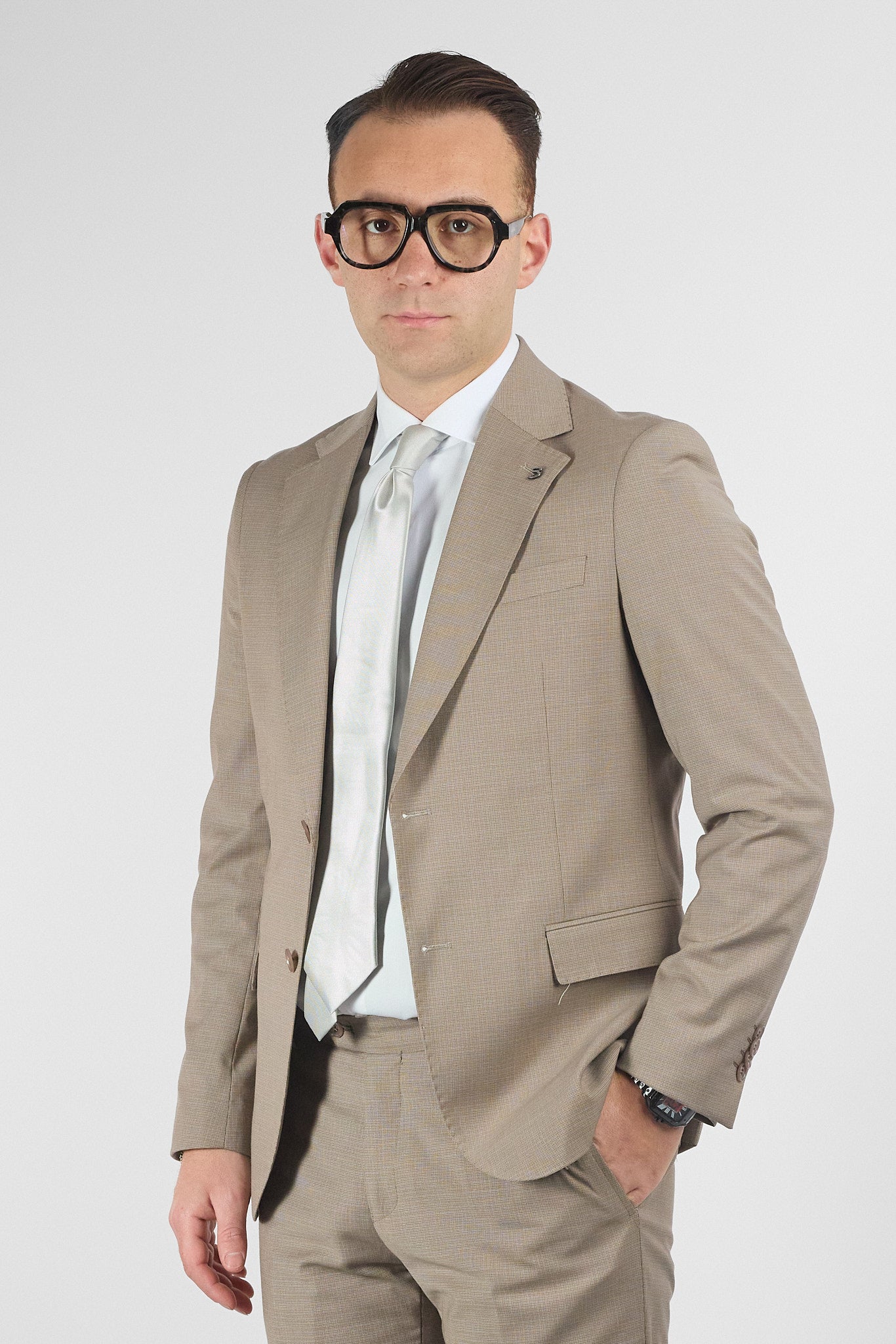 Abito Due Bottoni Tramato Nex | Sabbia