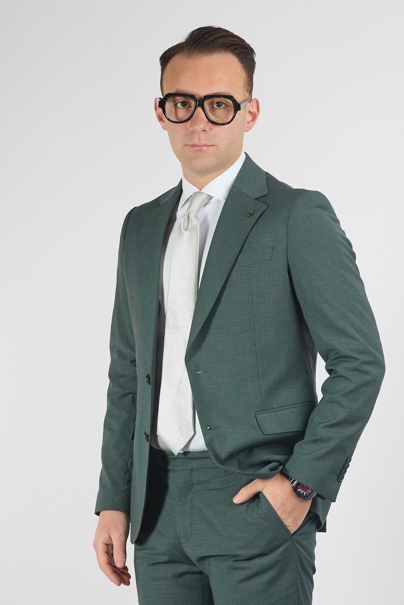 Abito Due Bottoni Tramato Nex | Verde