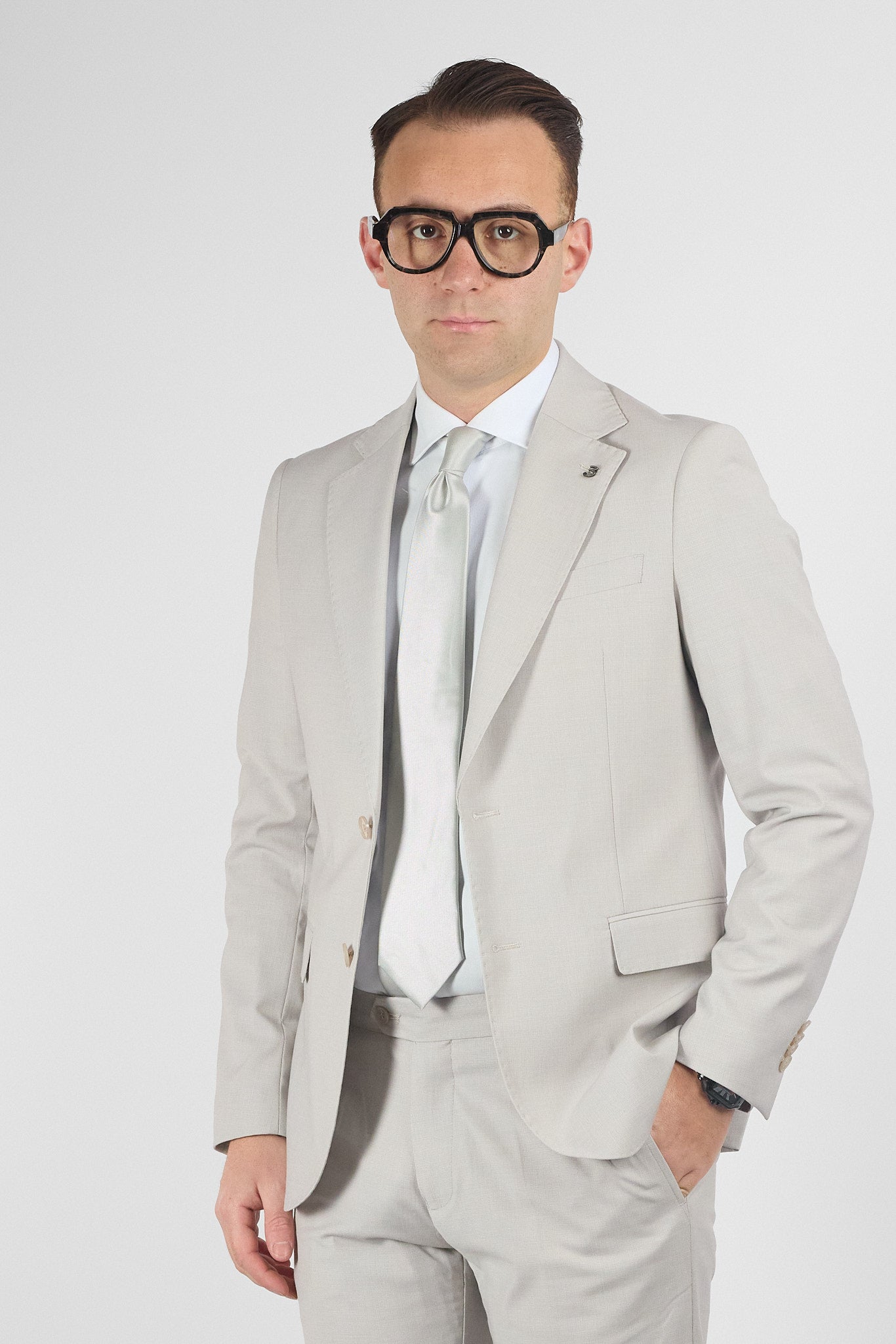 Abito Due Bottoni Tramato Nex | Perla