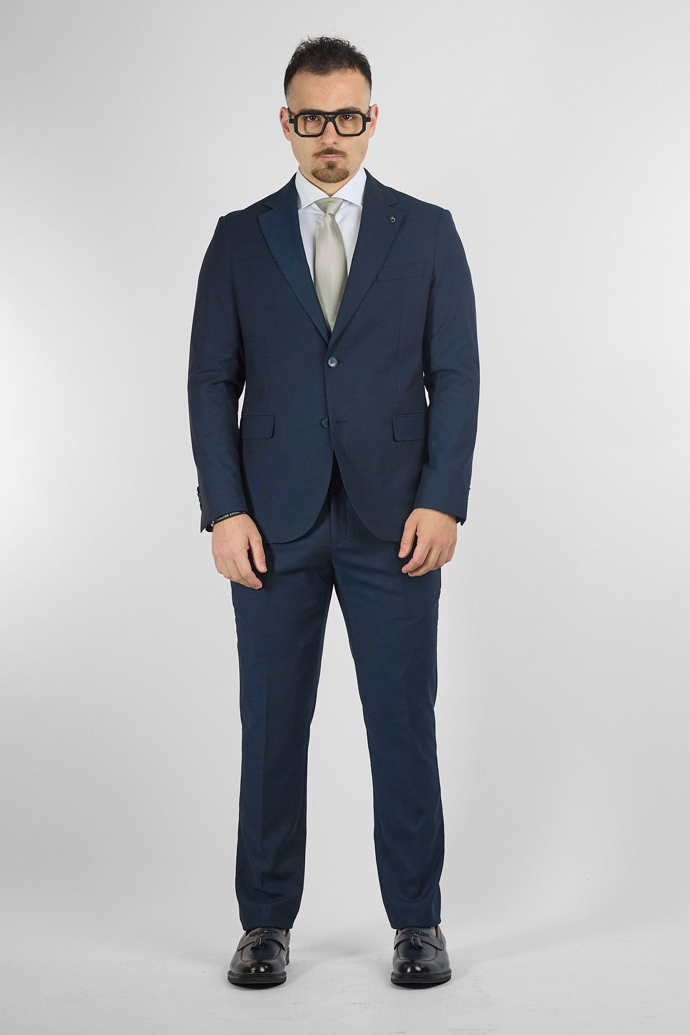 Abito Due Bottoni Tessuto Lavorato | Blu