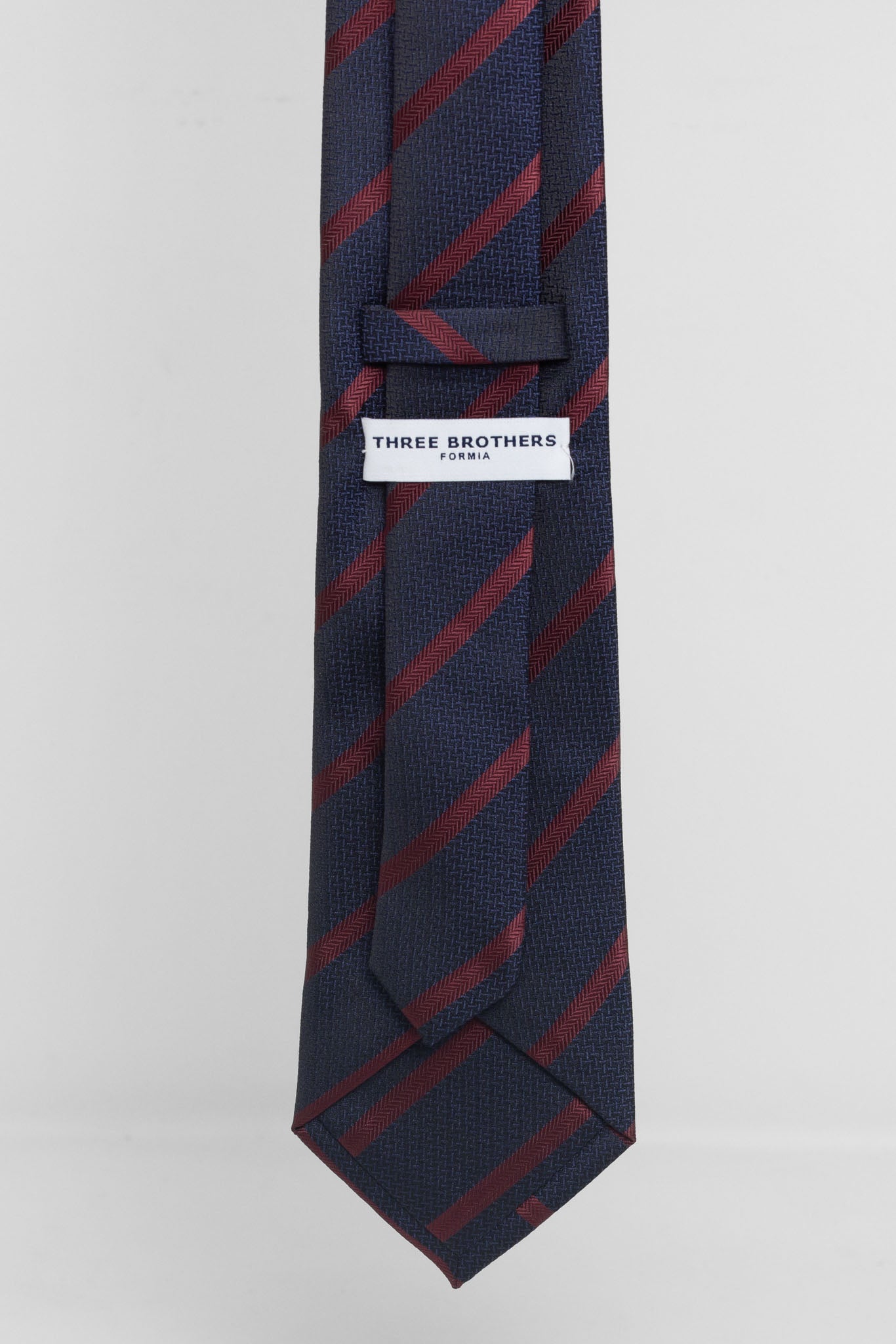 Cravatta Tre Pieghe Regimental Operata Blu Riga Bordeaux | 2 Per €20